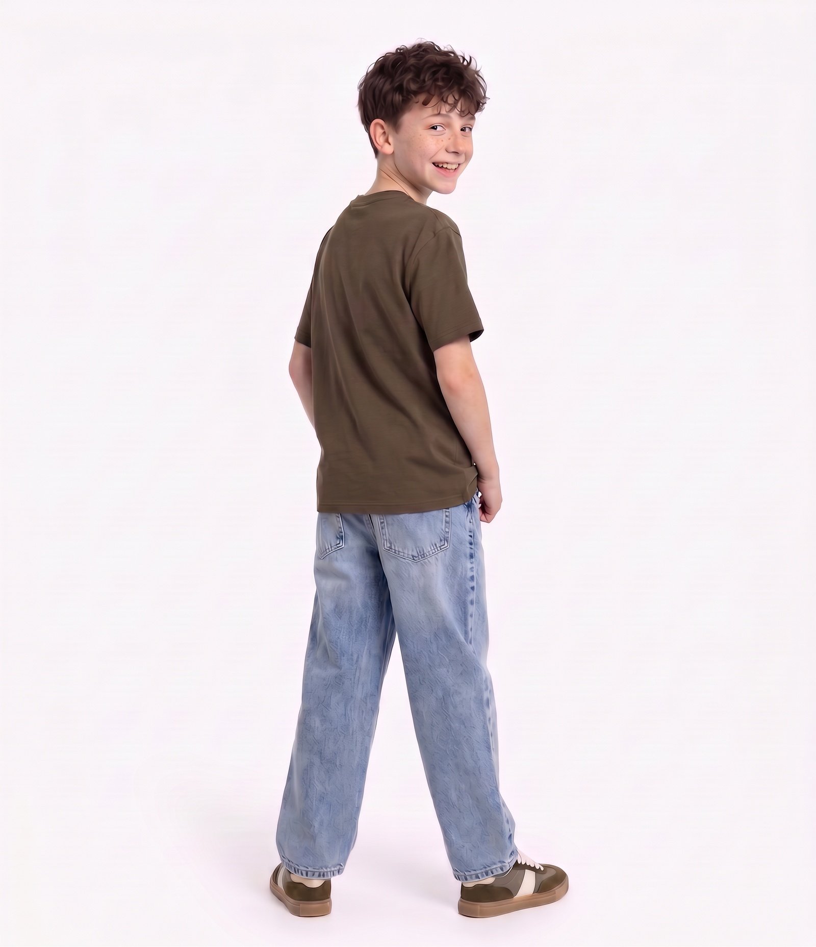 Calça Jeans Barrel Infantil com Bolsos - Tam 5 a 16 Anos Azul 3