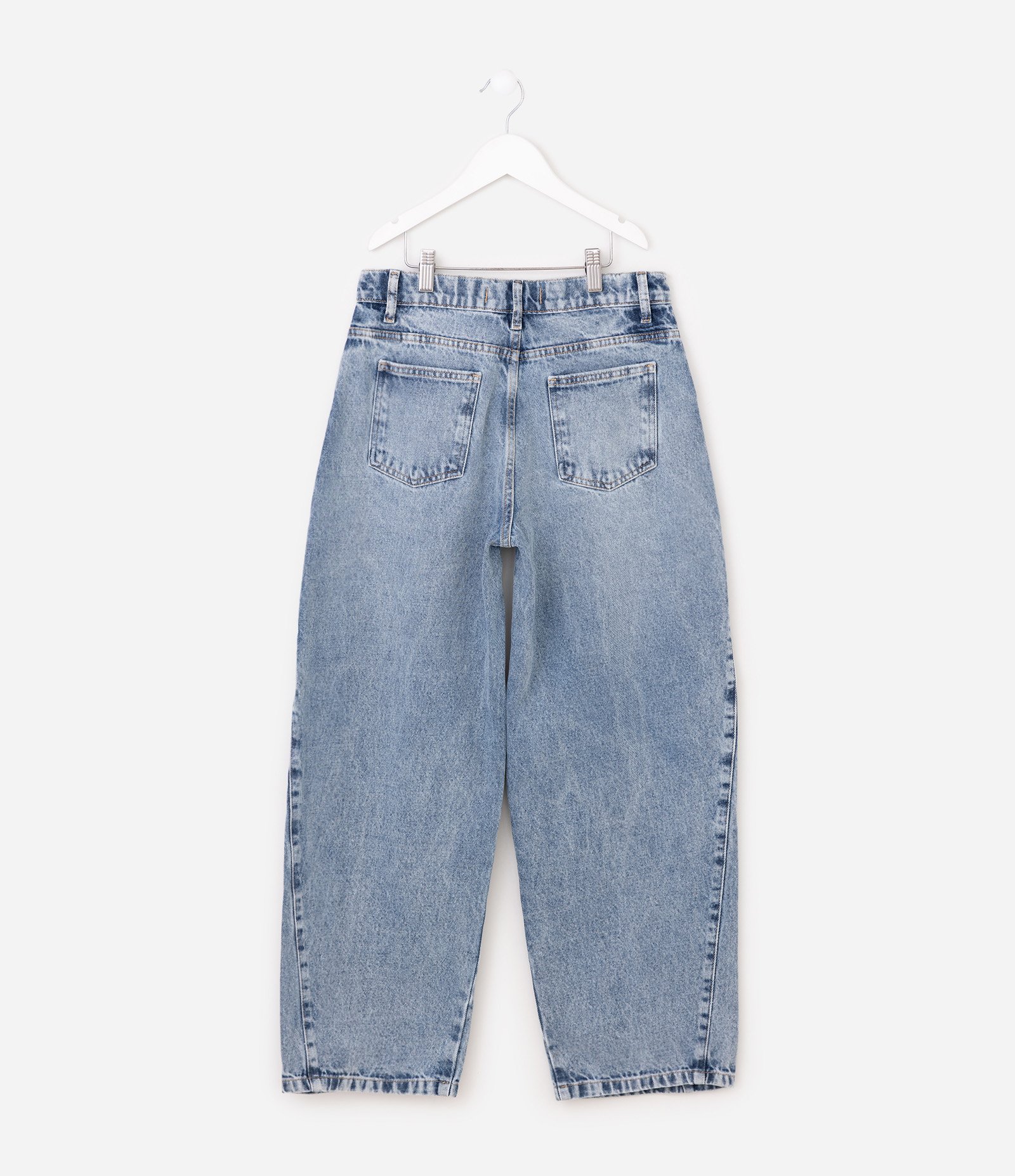 Calça Jeans Barrel Infantil com Bolsos - Tam 5 a 16 Anos Azul 4