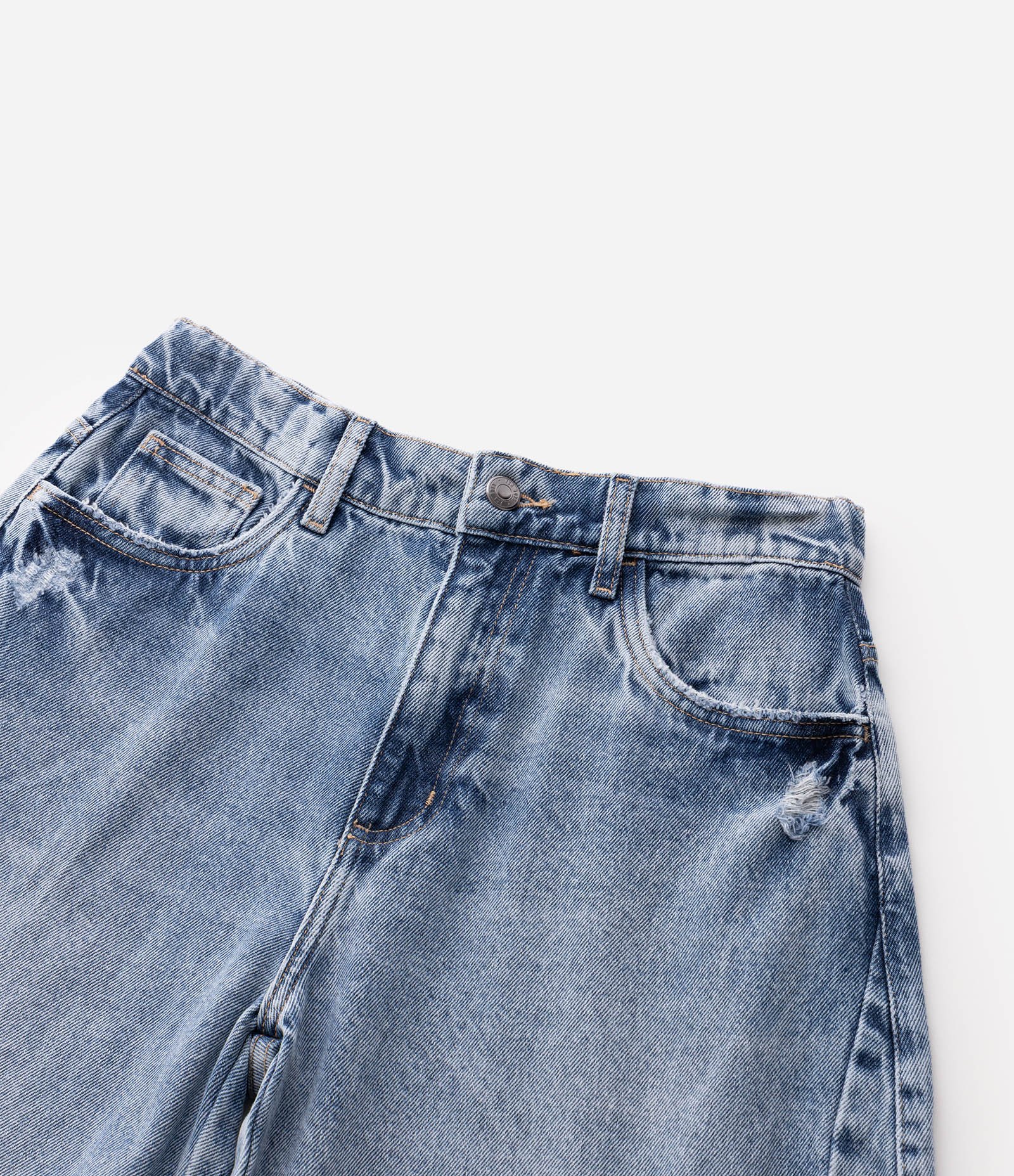 Calça Jeans Barrel Infantil com Bolsos - Tam 5 a 16 Anos Azul 6
