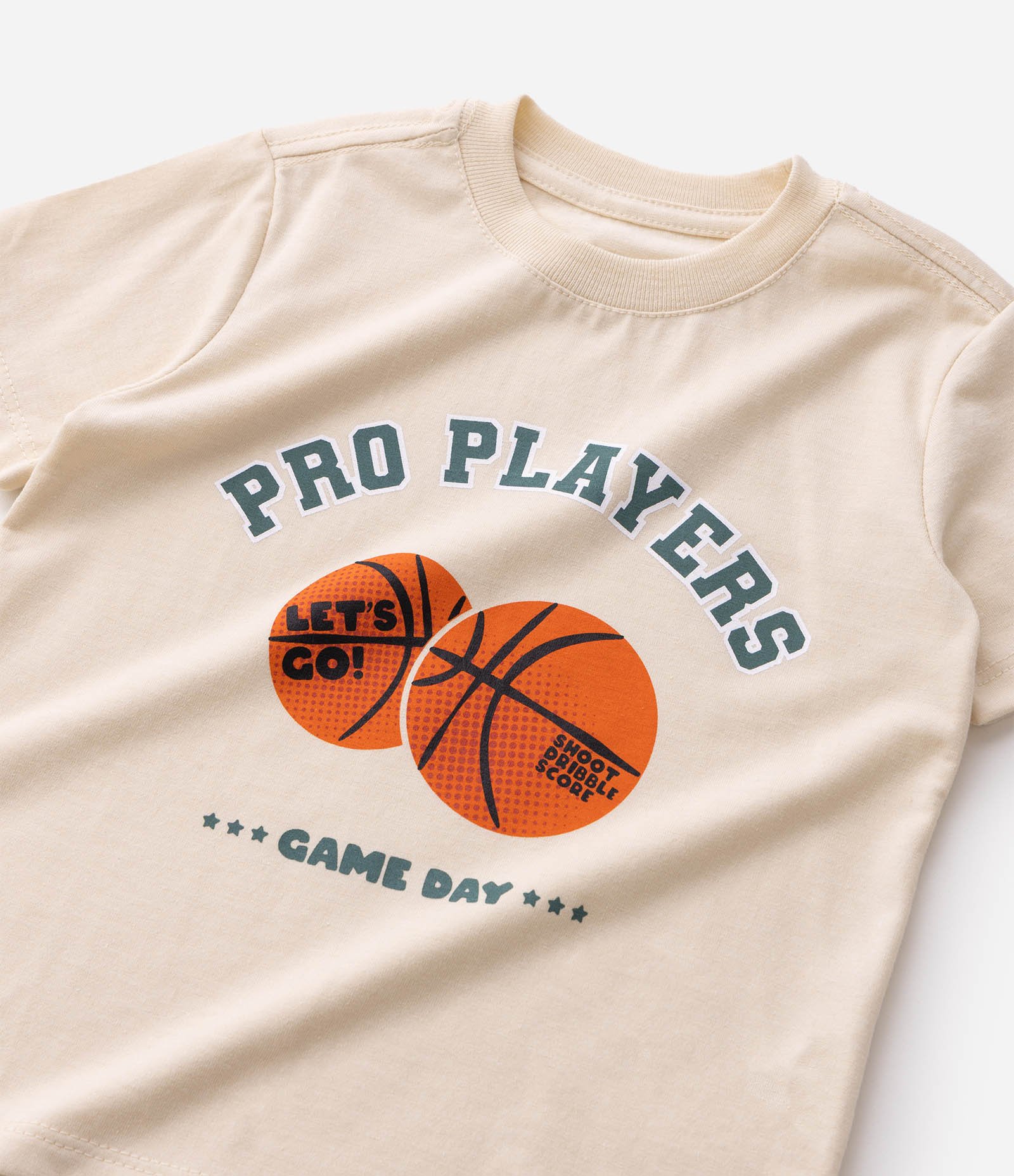 Camiseta Infantil Em Algodão Pro Players Basquete - Tam 2 a 6 Anos Bege 4
