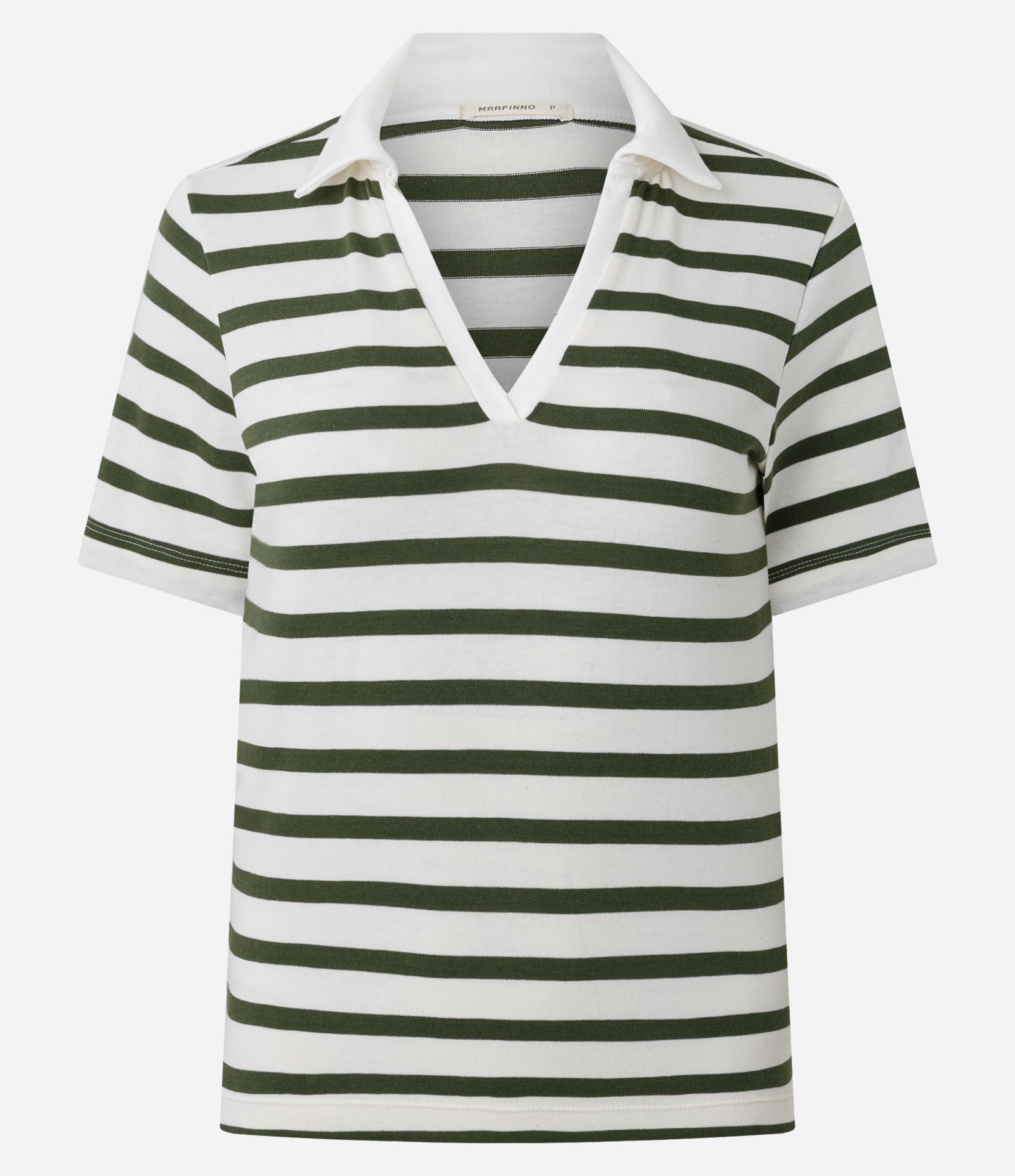 Blusa Polo Listrada em Algodão Verde 4