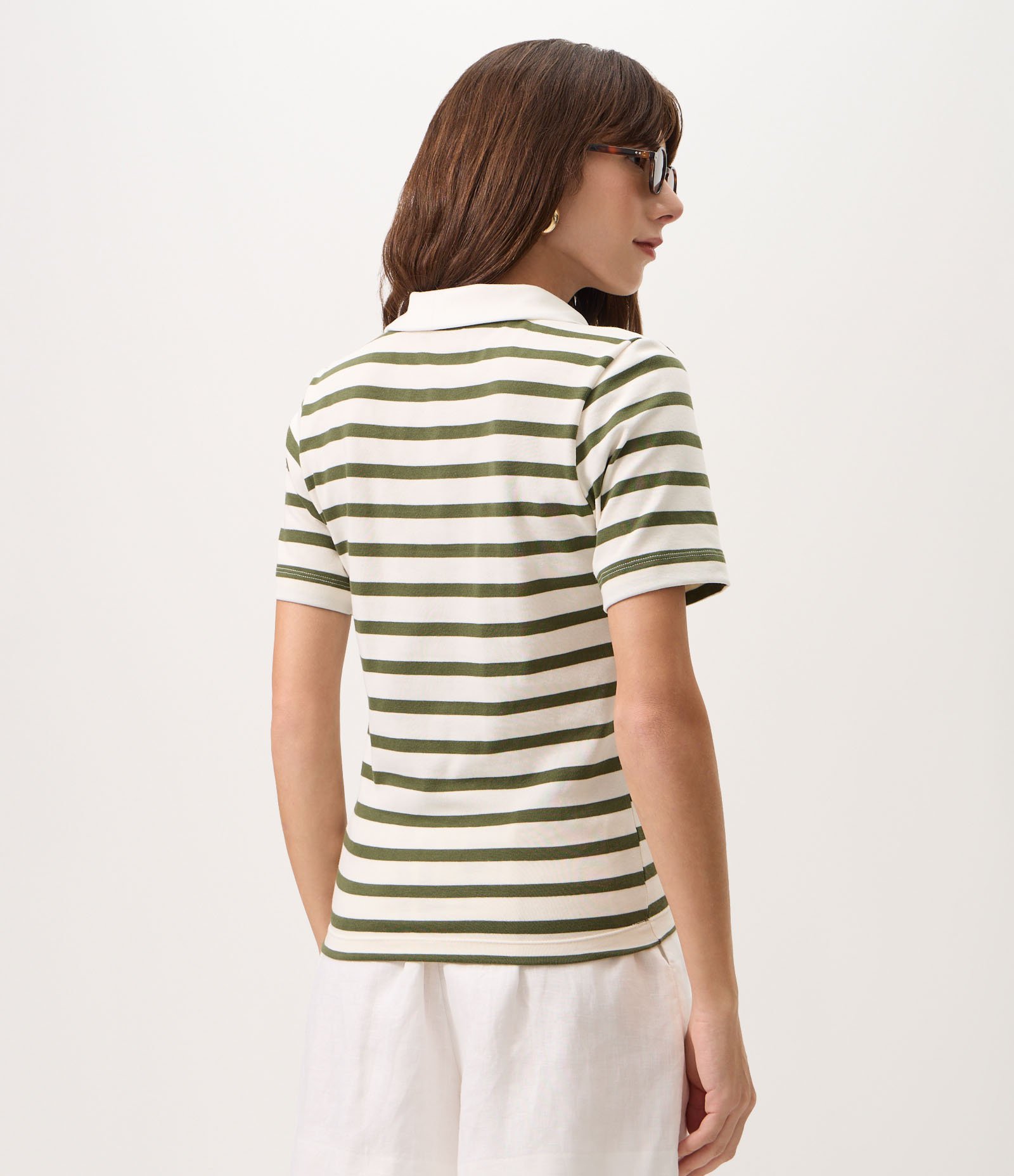 Blusa Polo Listrada em Algodão Verde 3