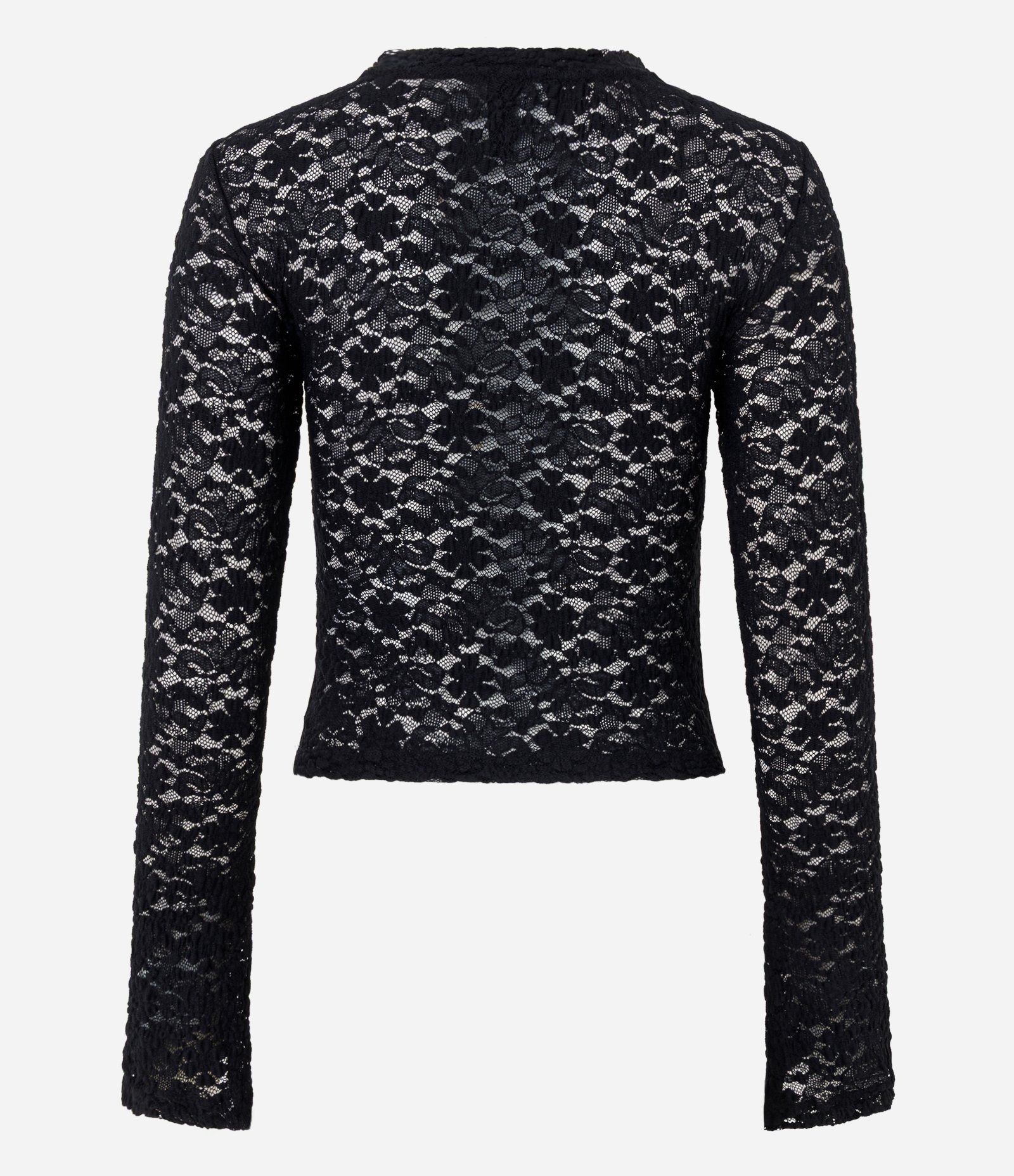 Blusa em Renda com Recorte Vazado e Manga Sino Preto 5