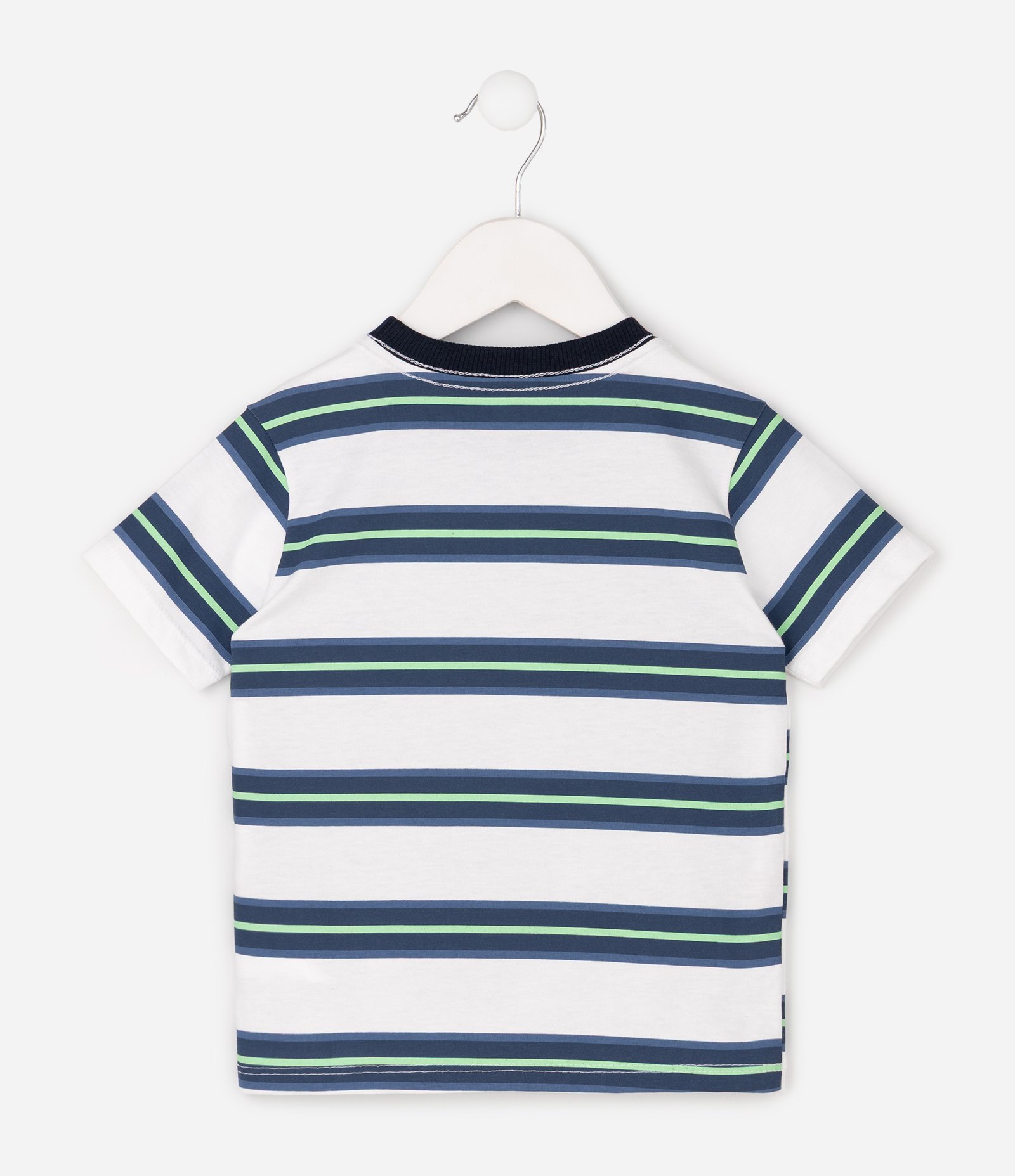Camiseta Infantil em Algodão com Estampa Listrada - Tam 1 a 6 Anos Branco 2