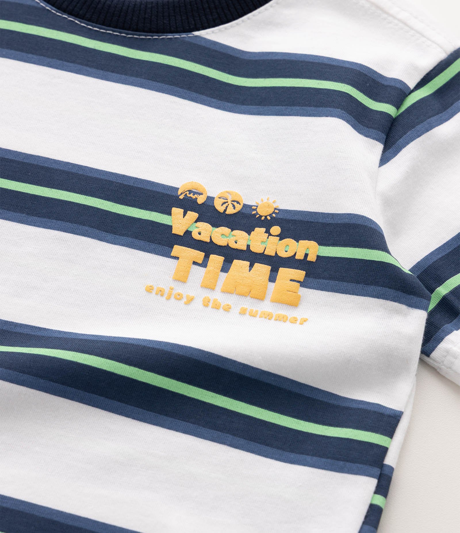 Camiseta Infantil em Algodão com Estampa Listrada - Tam 1 a 6 Anos Branco 4