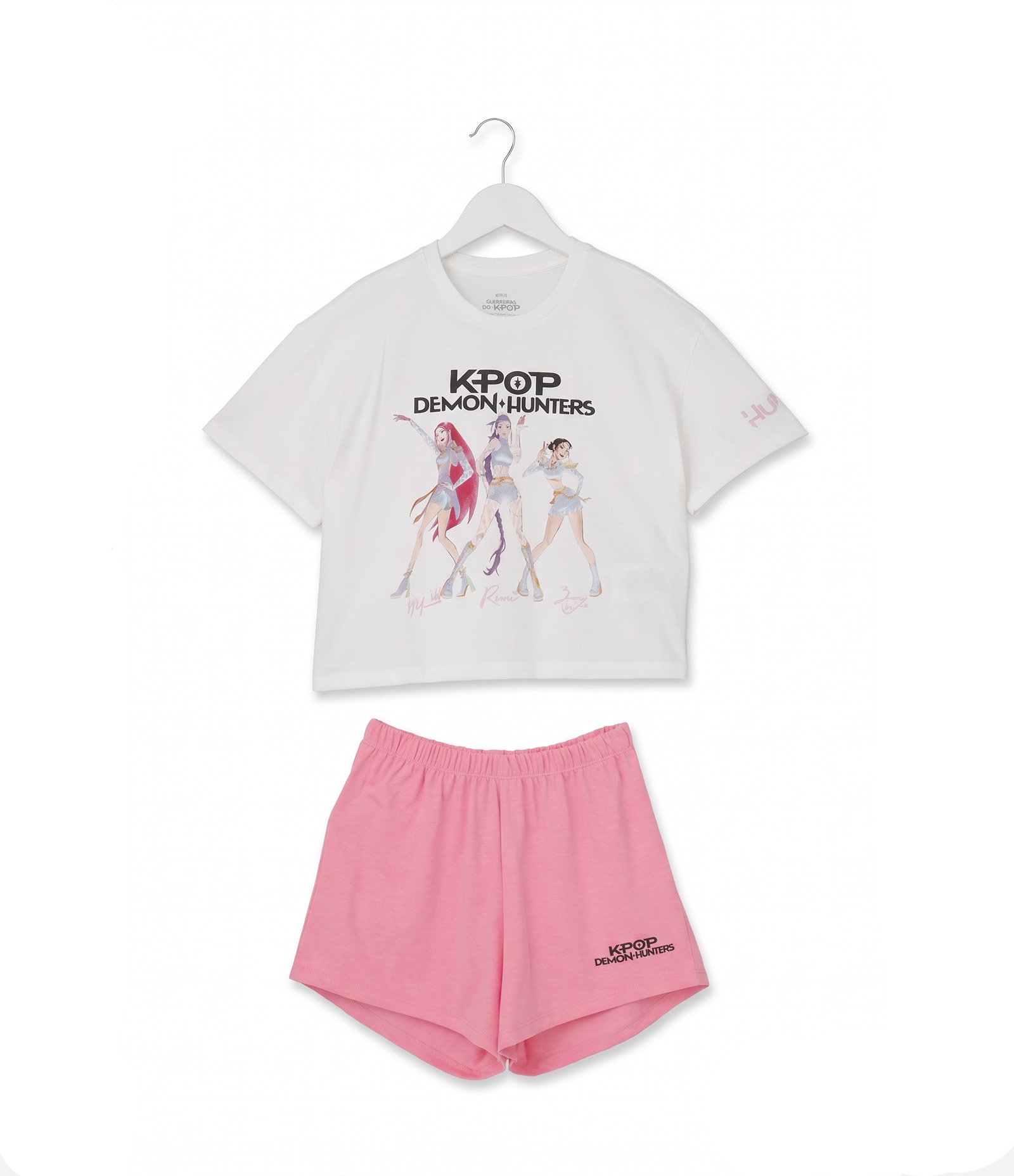 Conjunto Infantil em Algodão K-Pop Demon Hunters - Tam 5 a 14 Anos Branco 1