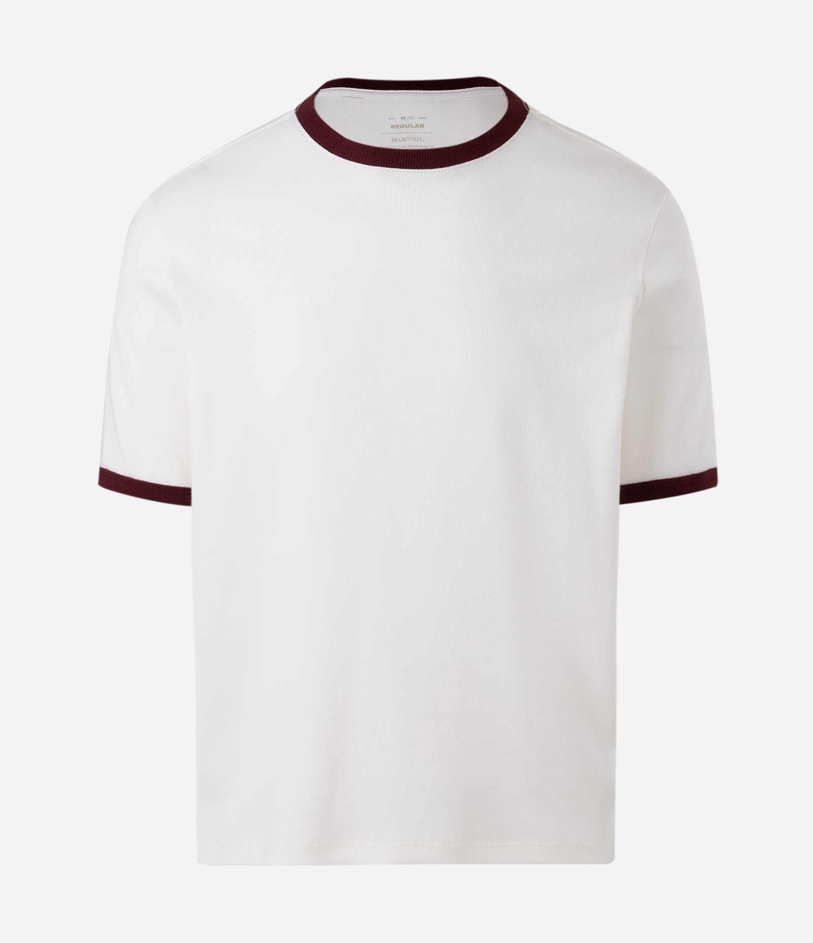 Camiseta Regular em Algodão Canelado com Ribana Contrastante Branco 5