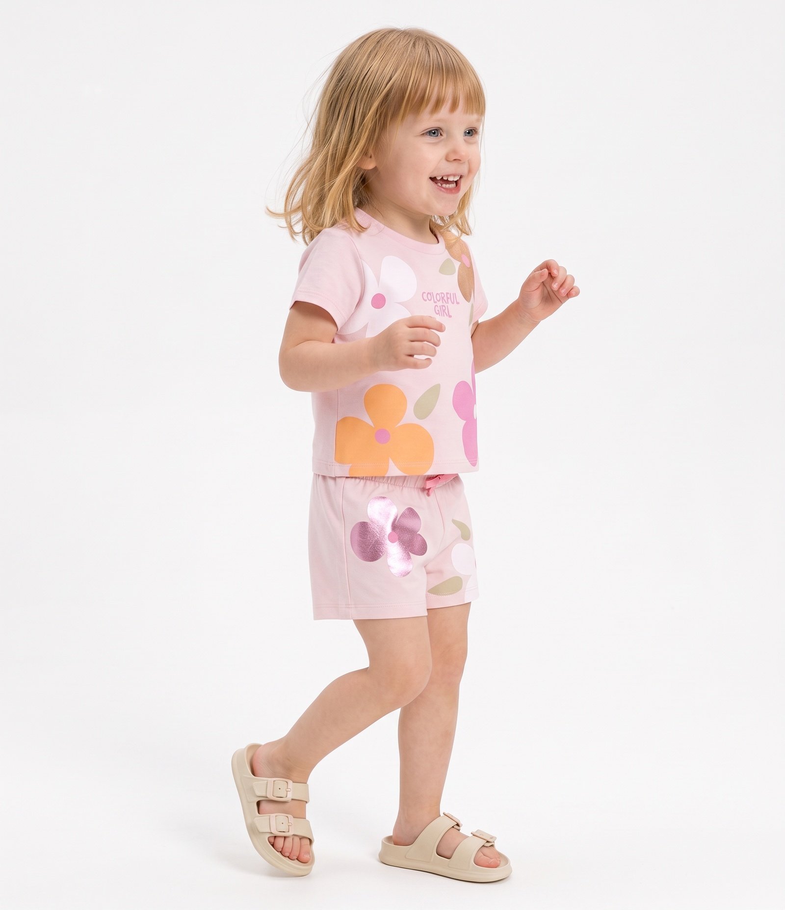 Camiseta Infantil Em Algodão Poim Estampa Floral - Tam1 a 6 Anos Rosa 2