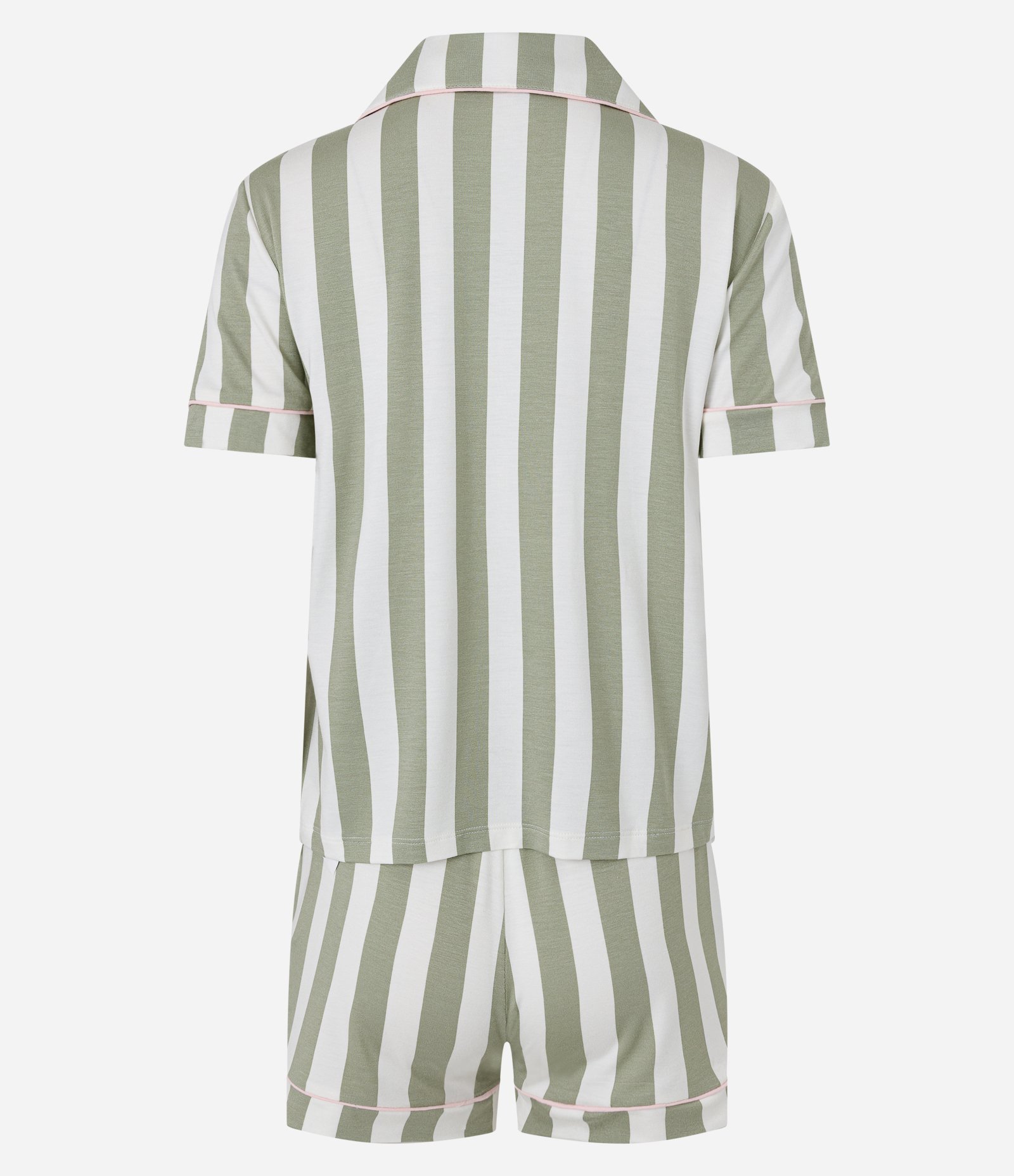 Pijama Curto Americano em Viscolycra com Estampa de Listras Verde 2