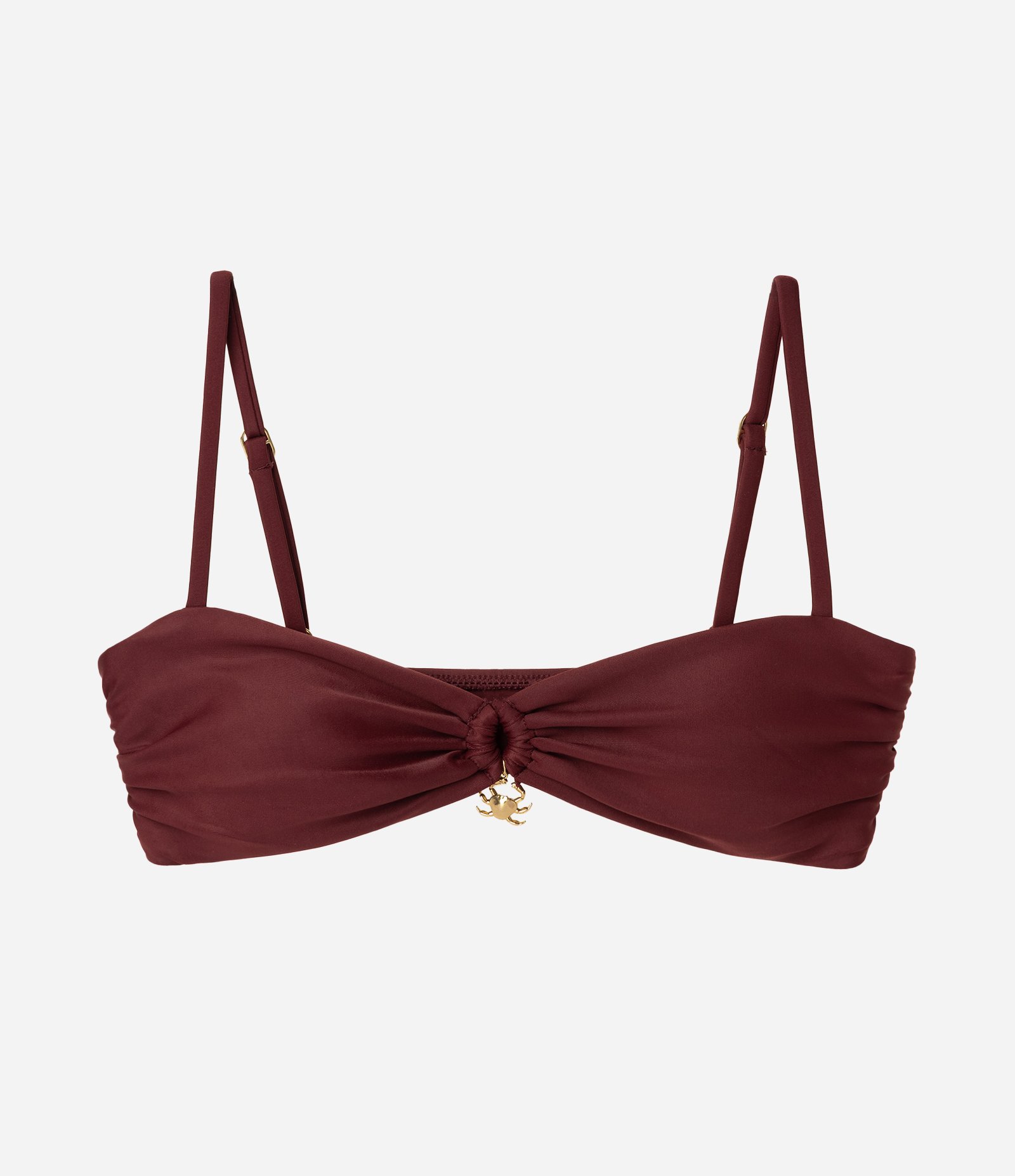 Biquíni Top Bandeau em Microfibra com Aviamento Frontal Marrom 1