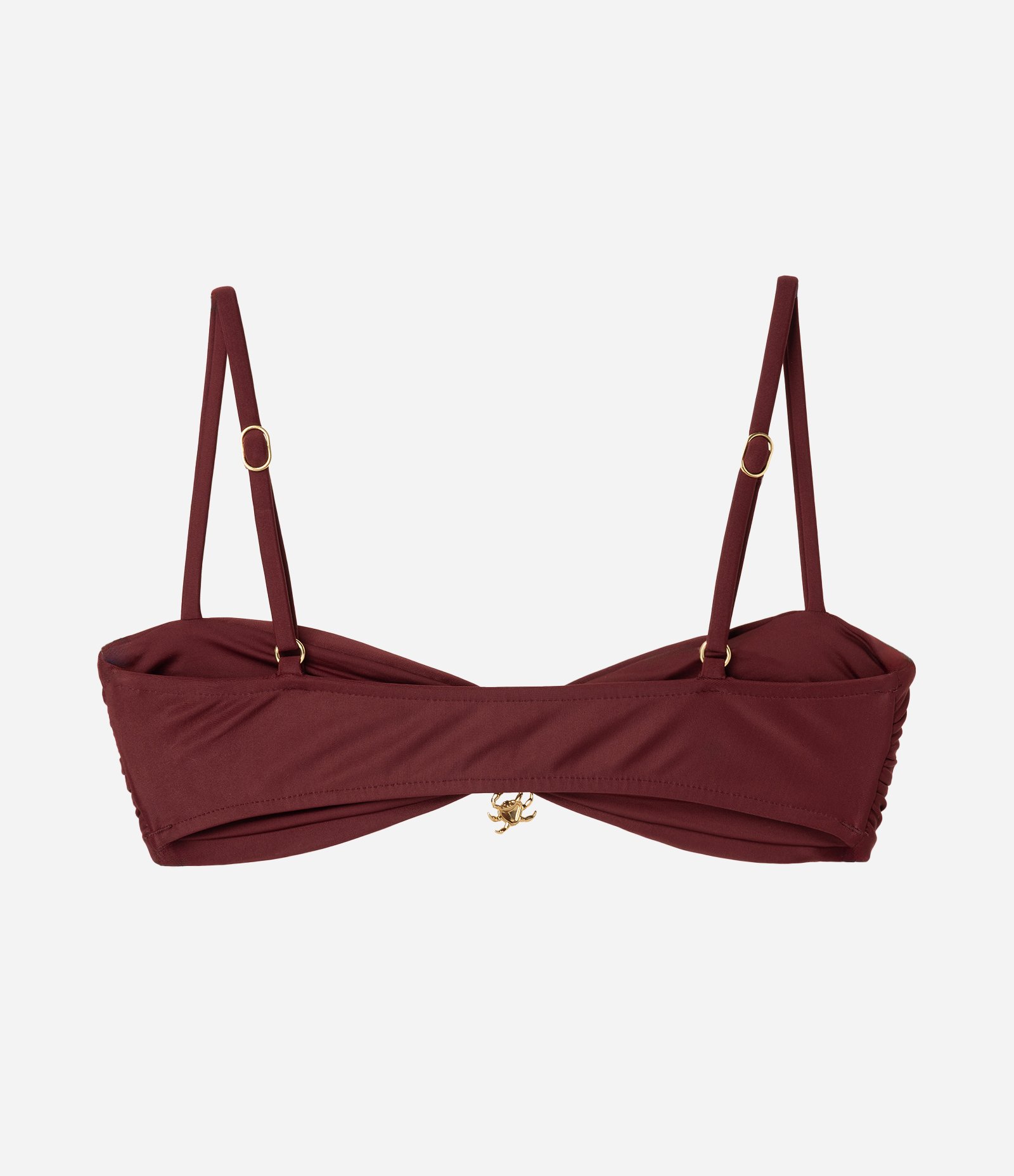 Biquíni Top Bandeau em Microfibra com Aviamento Frontal Marrom 2