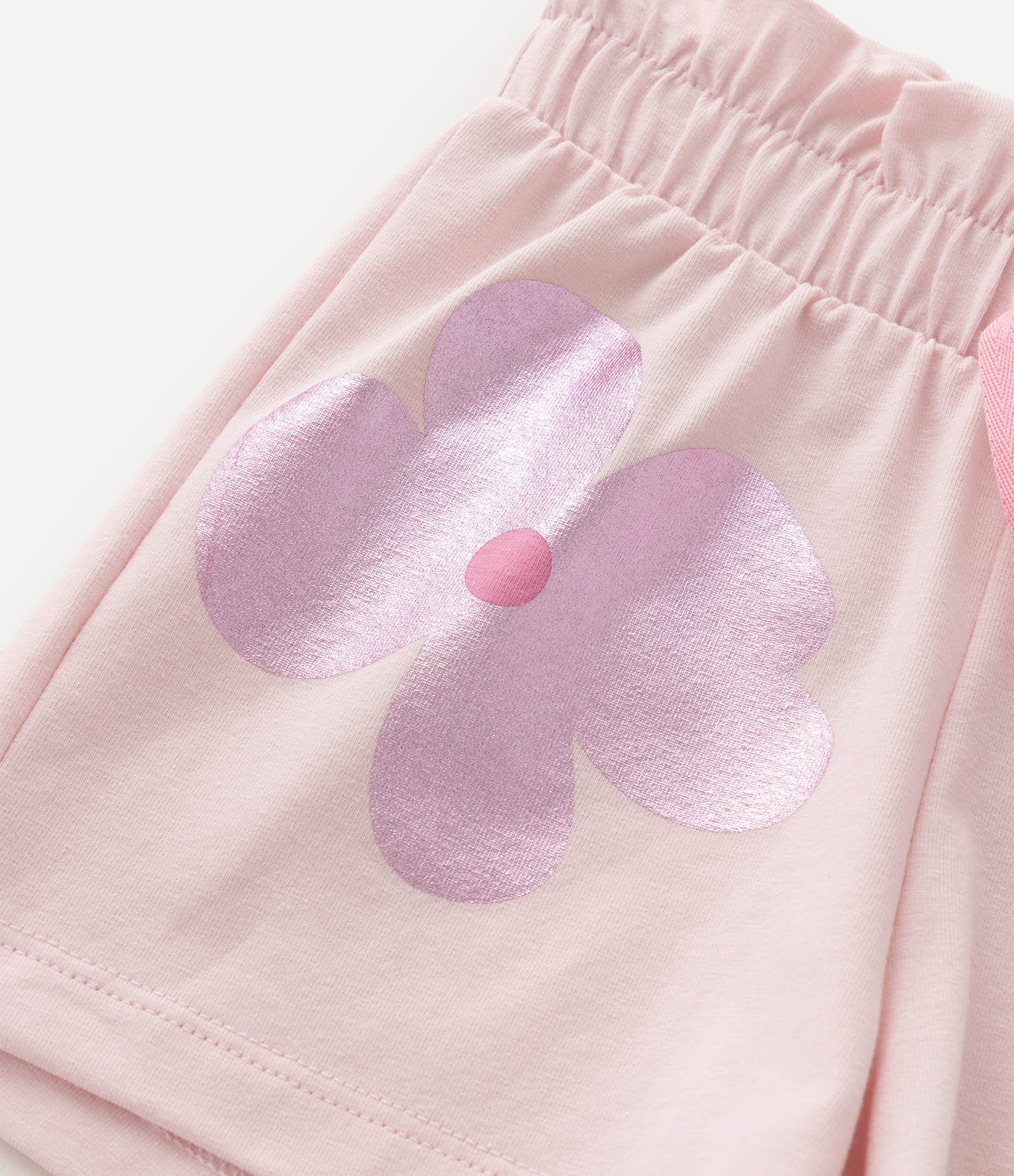 Short Clochard Infantil em Algodão com Estampa Floral - Tam 1 a 6 Anos Rosa 3