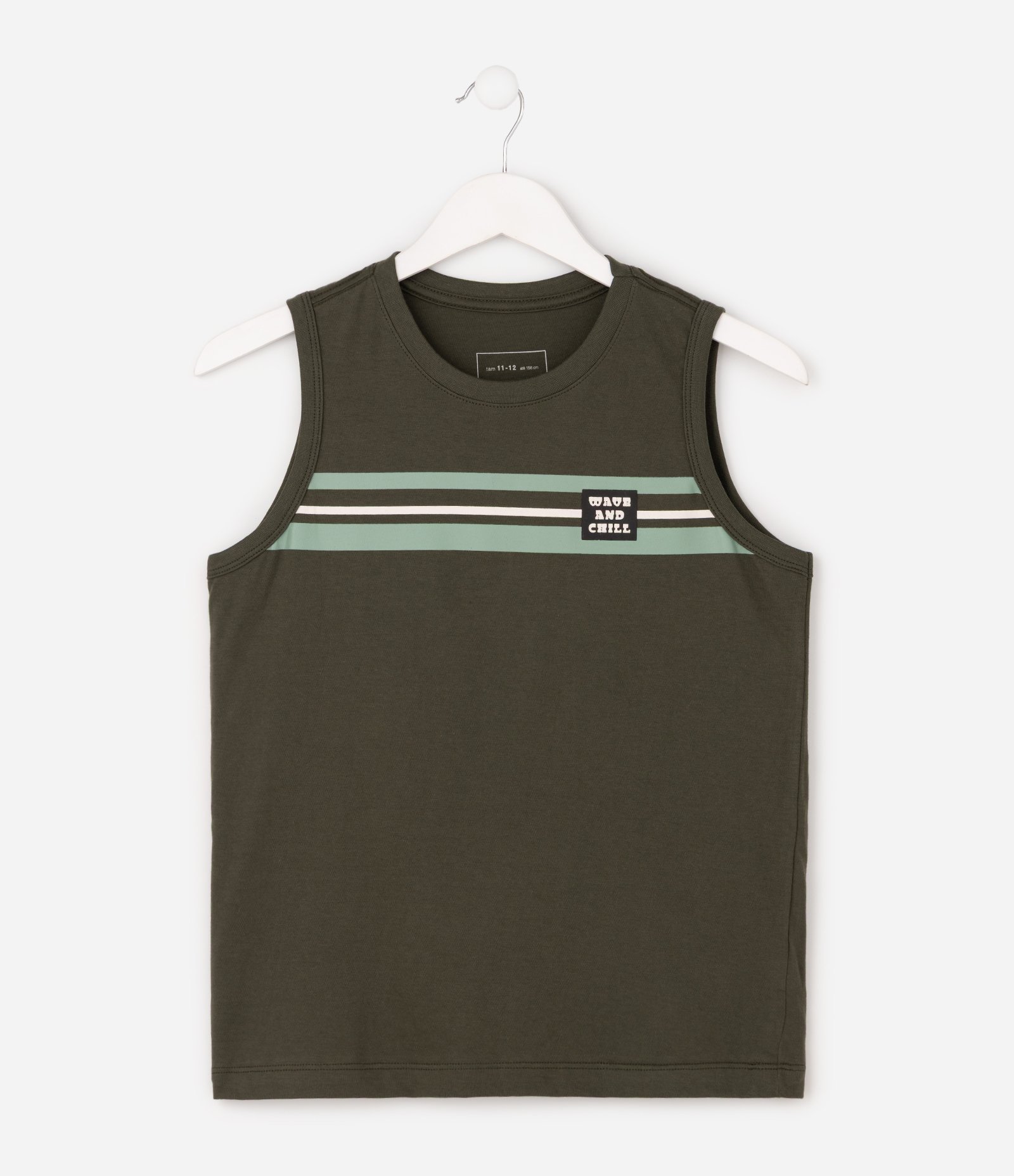 Camiseta Infantil Em Algodão Listrada com Estampa Localizada - Tam 5 a 14 Anos Verde 7