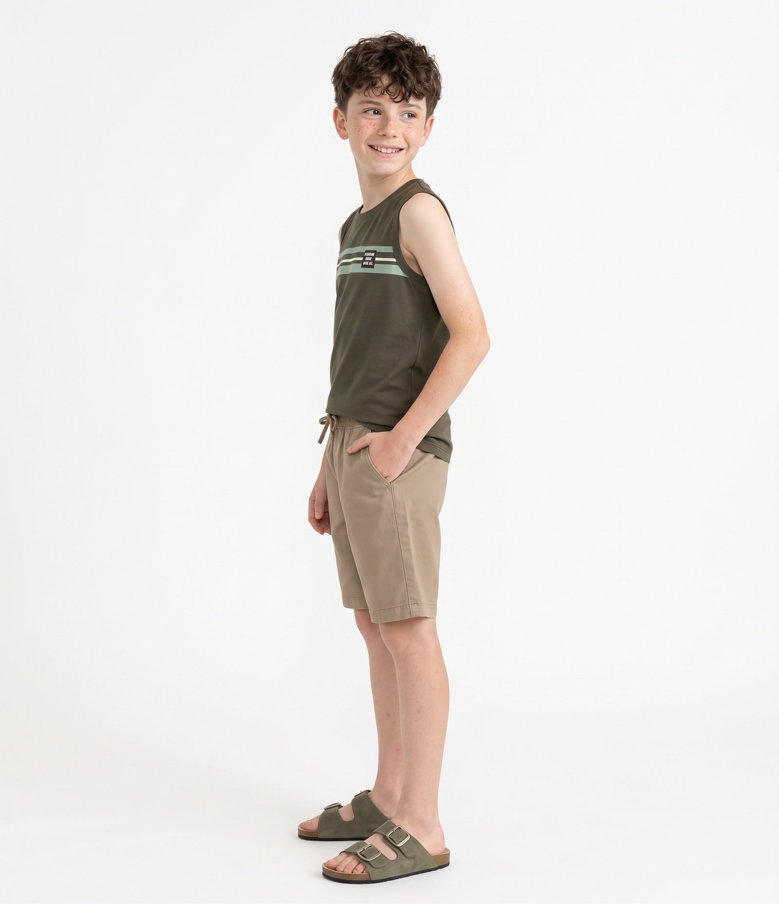 Camiseta Infantil Em Algodão Listrada com Estampa Localizada - Tam 5 a 14 Anos Verde 2