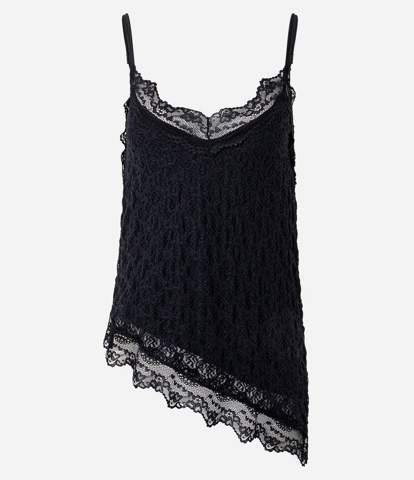 Blusa em Renda com Barra Assimétrica Preto 1