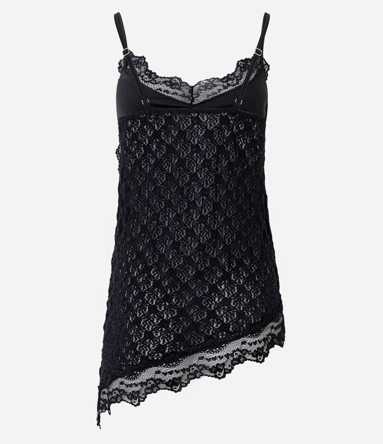 Blusa em Renda com Barra Assimétrica Preto 2