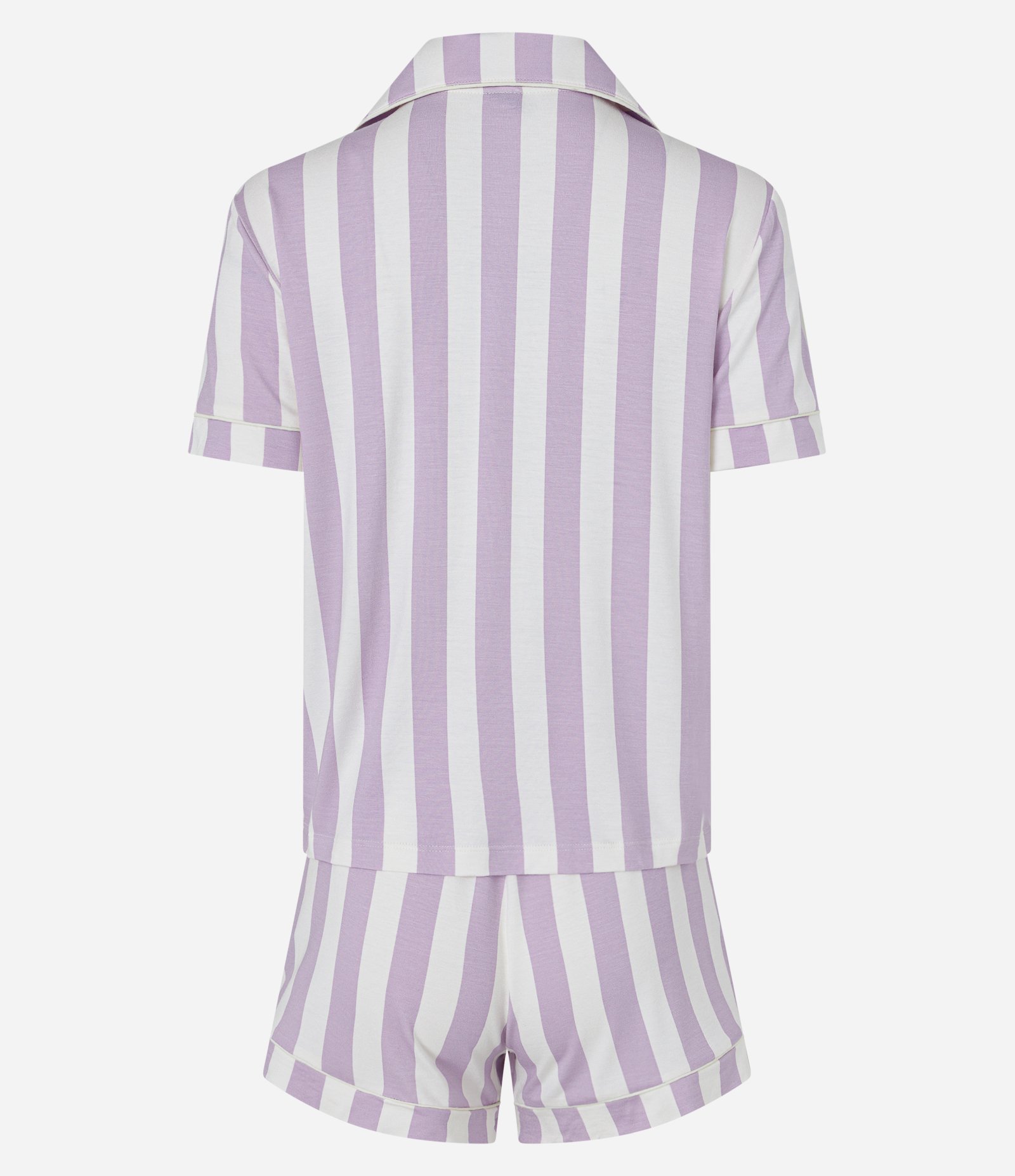 Pijama Curto Americano em Viscolycra com Estampa Listrada Roxo 2