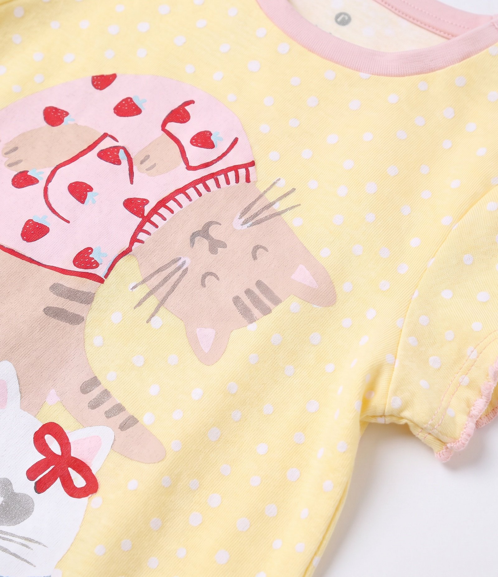 Camisola Infantil Em Algodão Estampa Gatinhos - Tam 5 a 14 Anos Amarelo 3