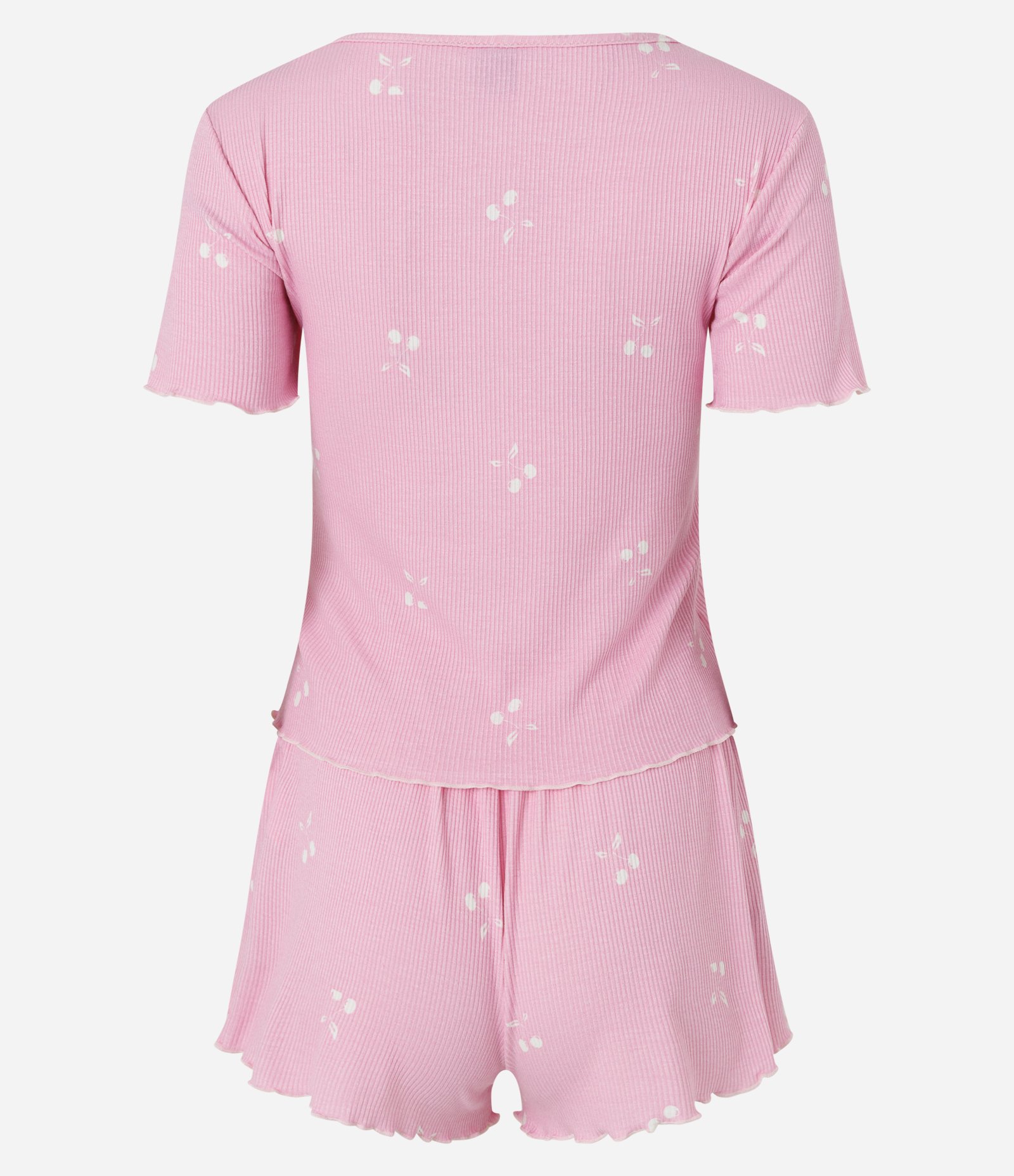 Pijama Short Doll em Ribana com Estampa e Lacinho Rosa 6