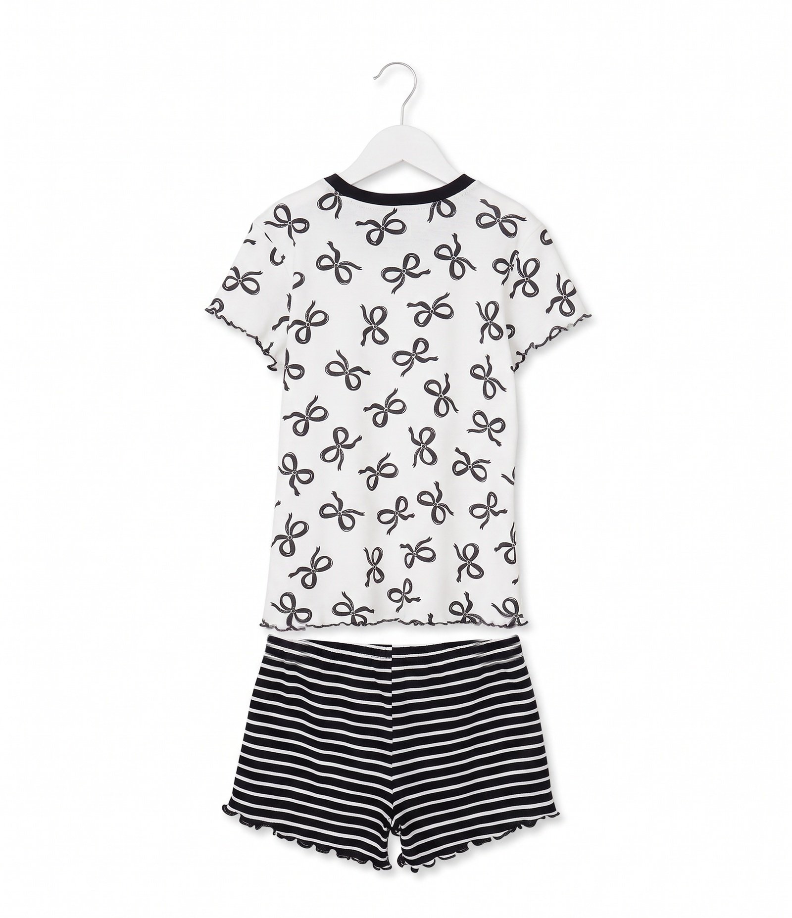 Conjunto Infantil em Algodão Estampa de Laços com Short Listrado - Tam 5 a 16 Anos Branco 2