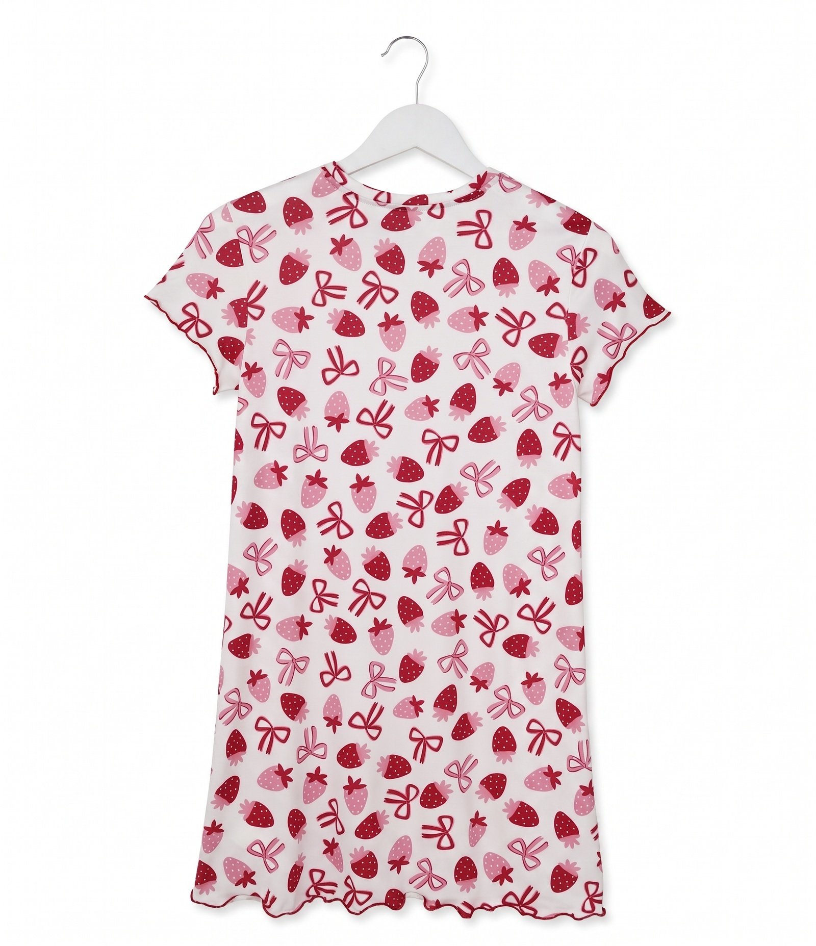 Camisola Infantil com Estampa de Morangos e Lacinhos - Tam 7 a 16 Anos Rosa e Branco 2