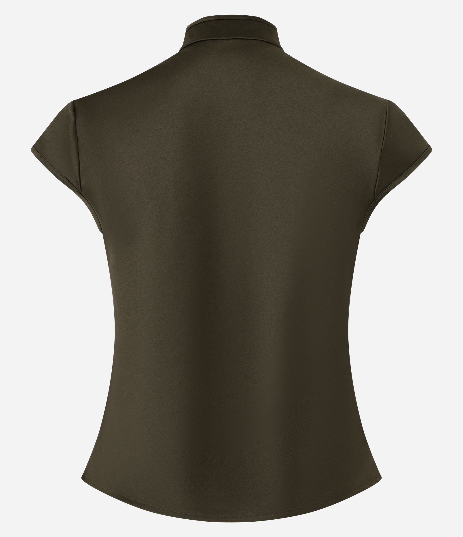 Blusa em Cetim com Gola Alta e Detalhe de Fechamento Oriental Verde Escuro 3
