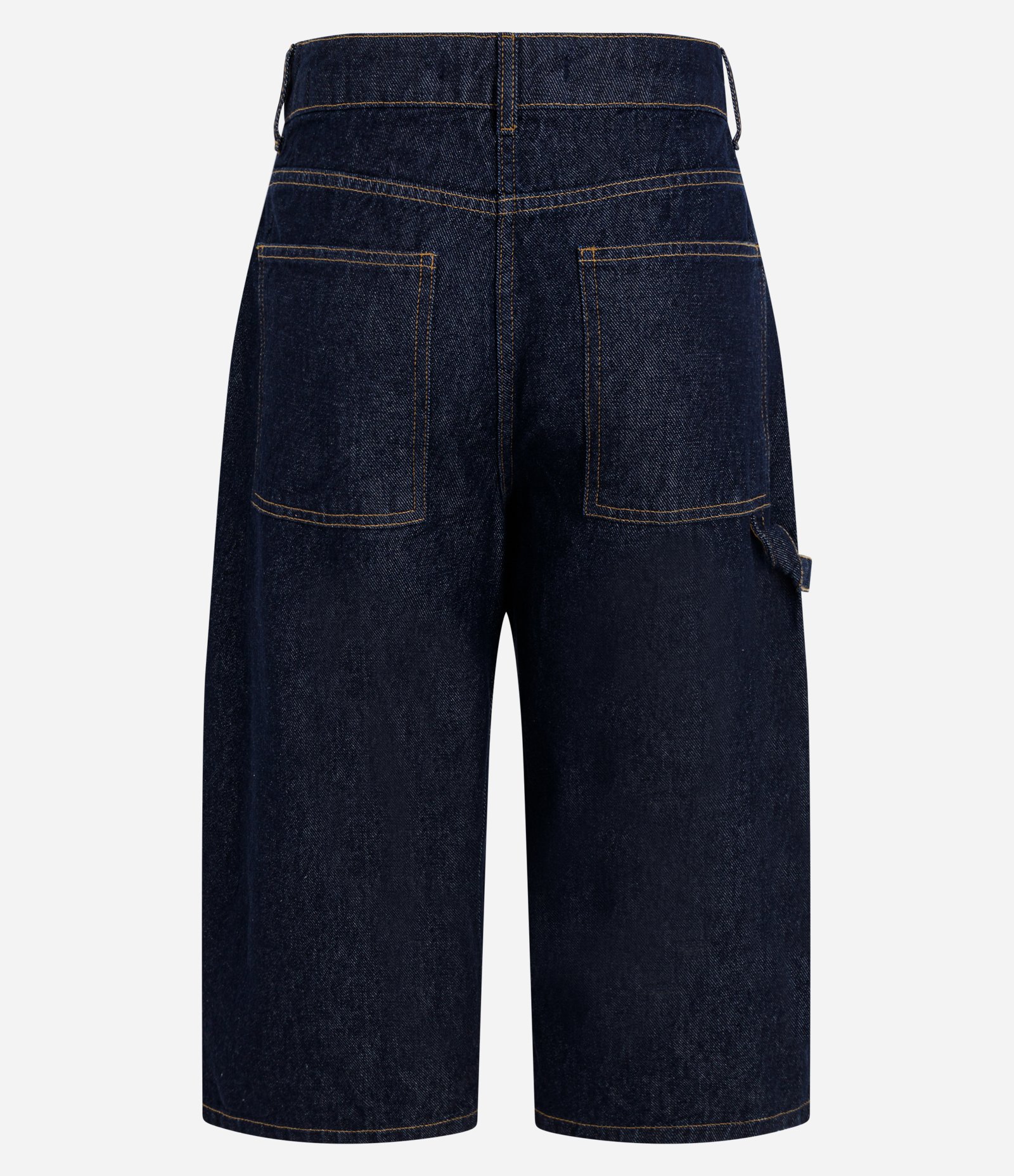 Short Jeans Barrel com Pregas e Modelagem Ampla Azul Escuro 6
