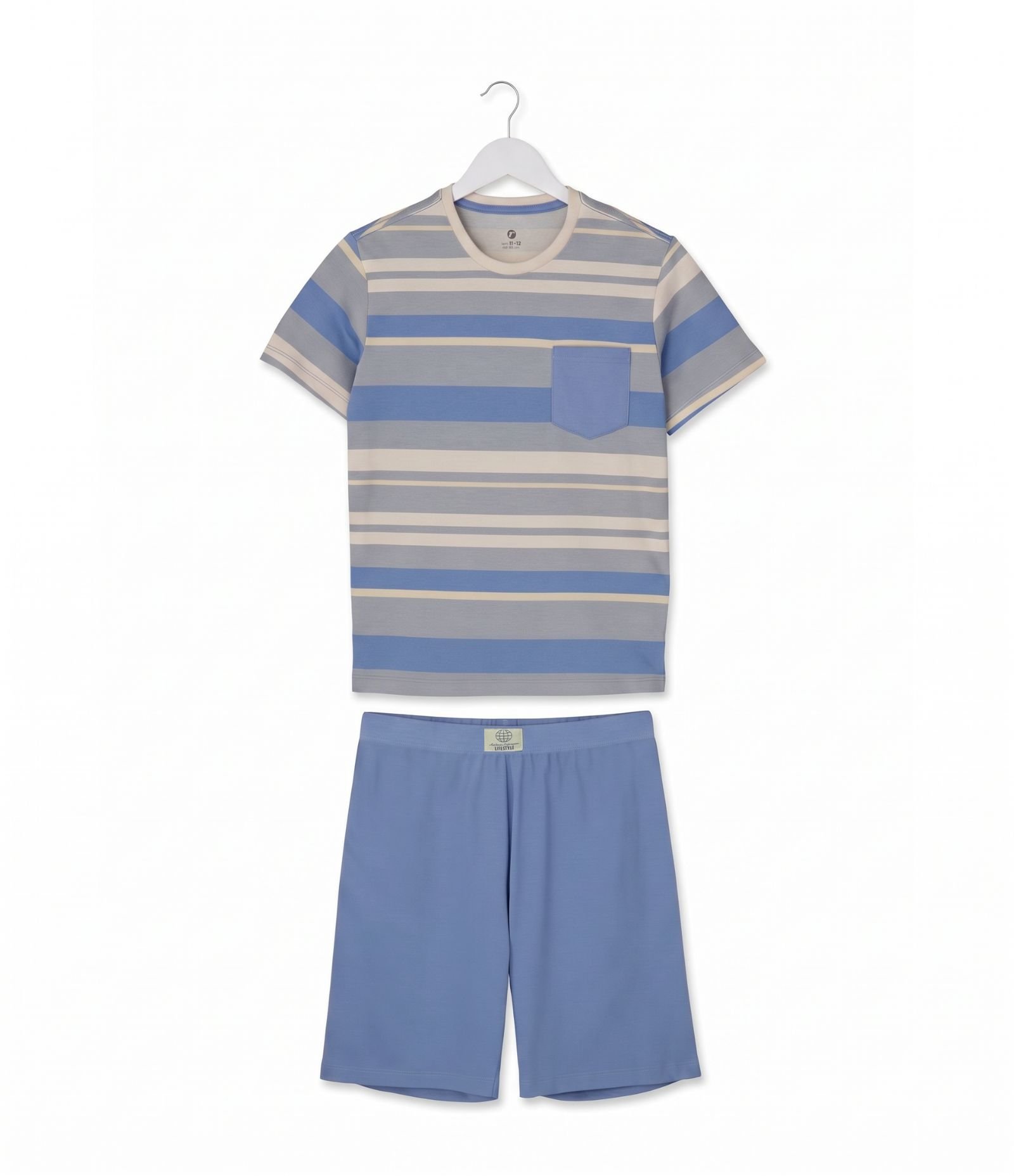 Pijama Infantil Listrado em Algodão - Tam 7 a 16 Anos Azul 1