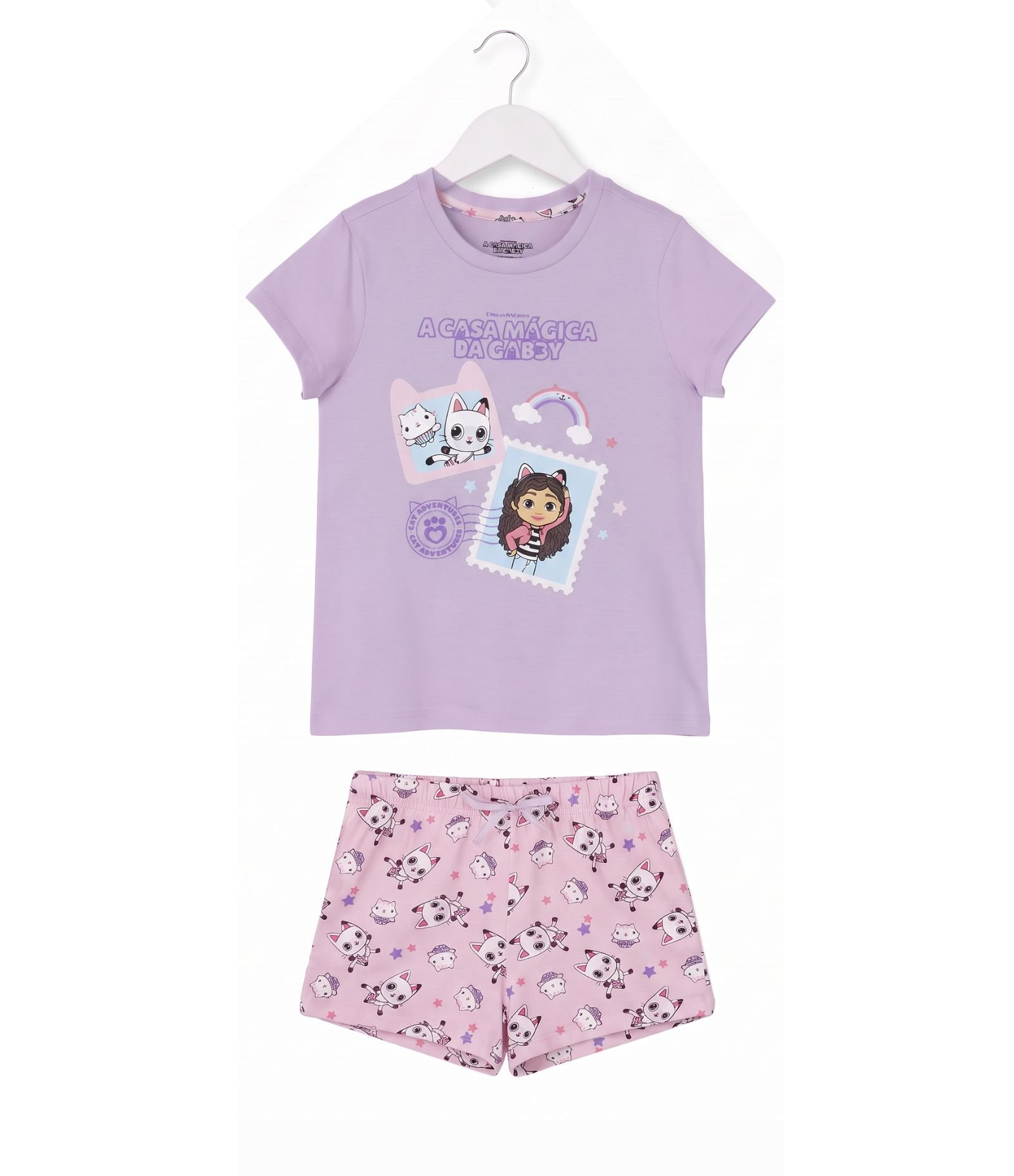 Pijama Infantil com Estampa A Casa Mágica da Gabby - Tam 3 a 8 Anos Lilas e Rosa 1