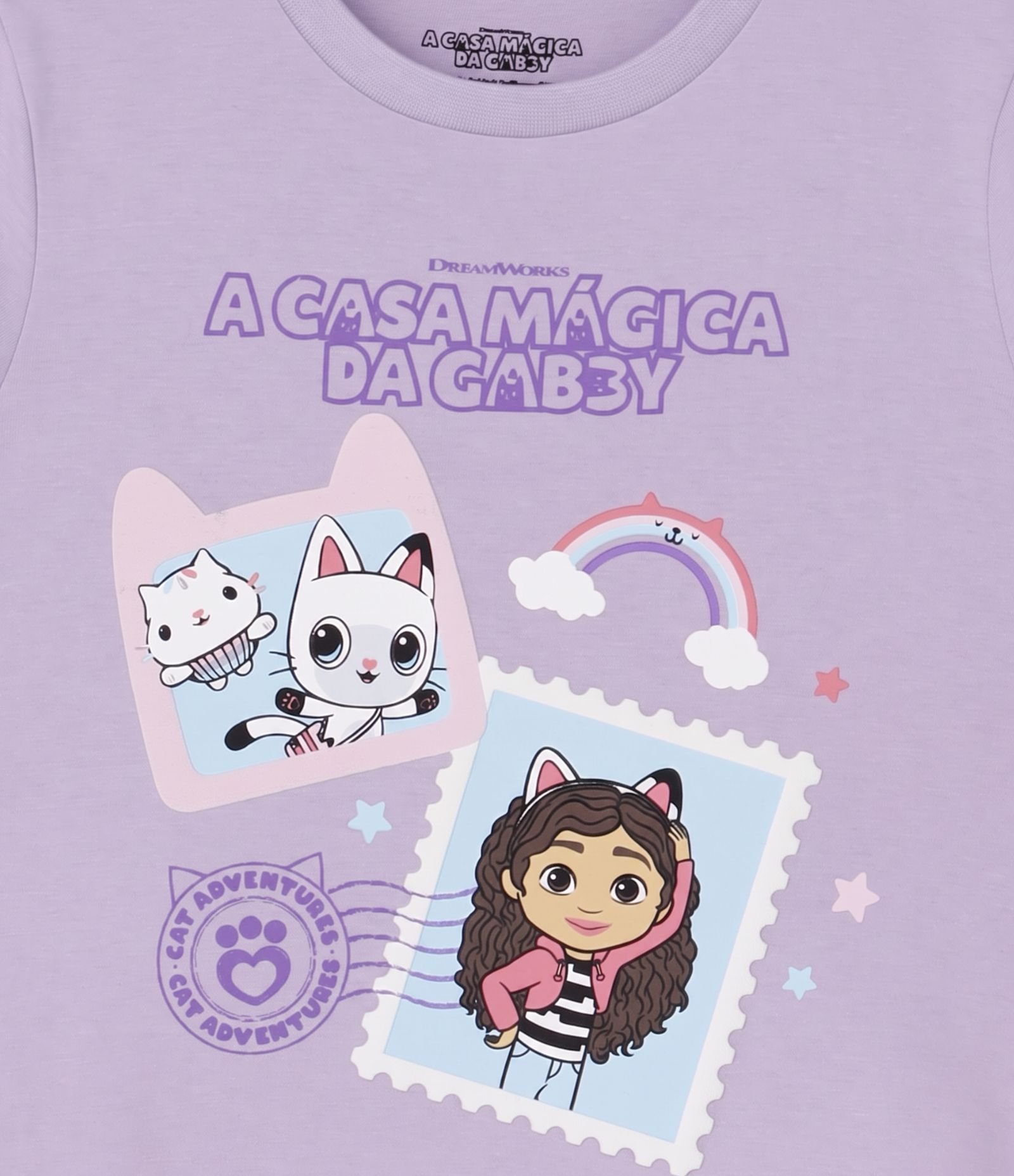 Pijama Infantil com Estampa A Casa Mágica da Gabby - Tam 3 a 8 Anos Lilas e Rosa 3