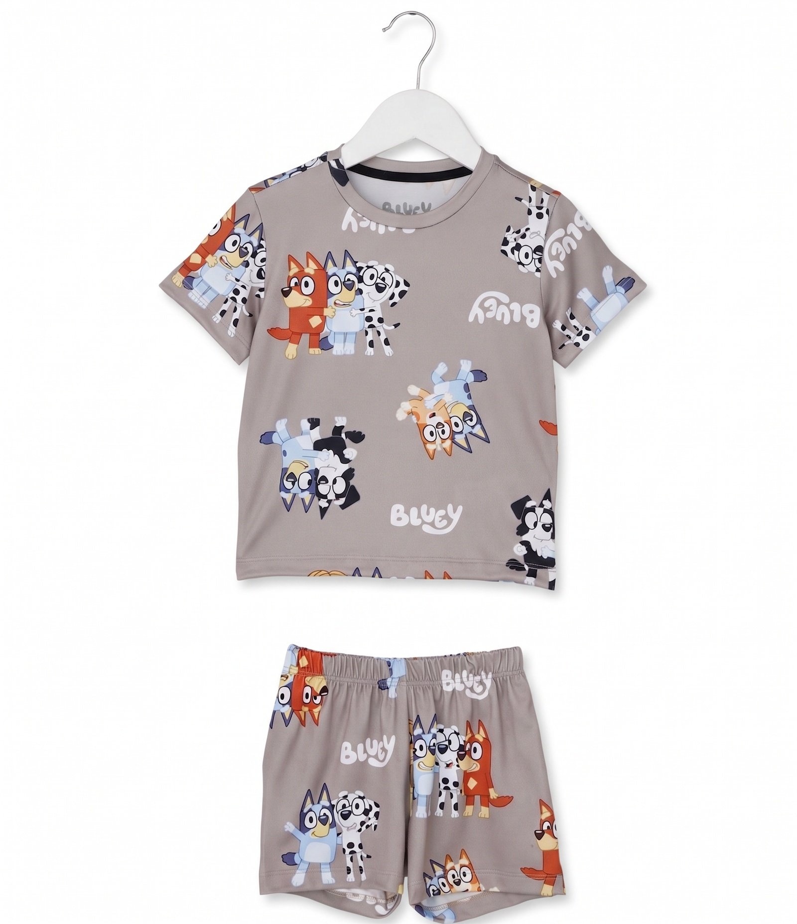 Pijama Infantil em Algodão com Camiseta e Short Estampa Bluey Bege 1