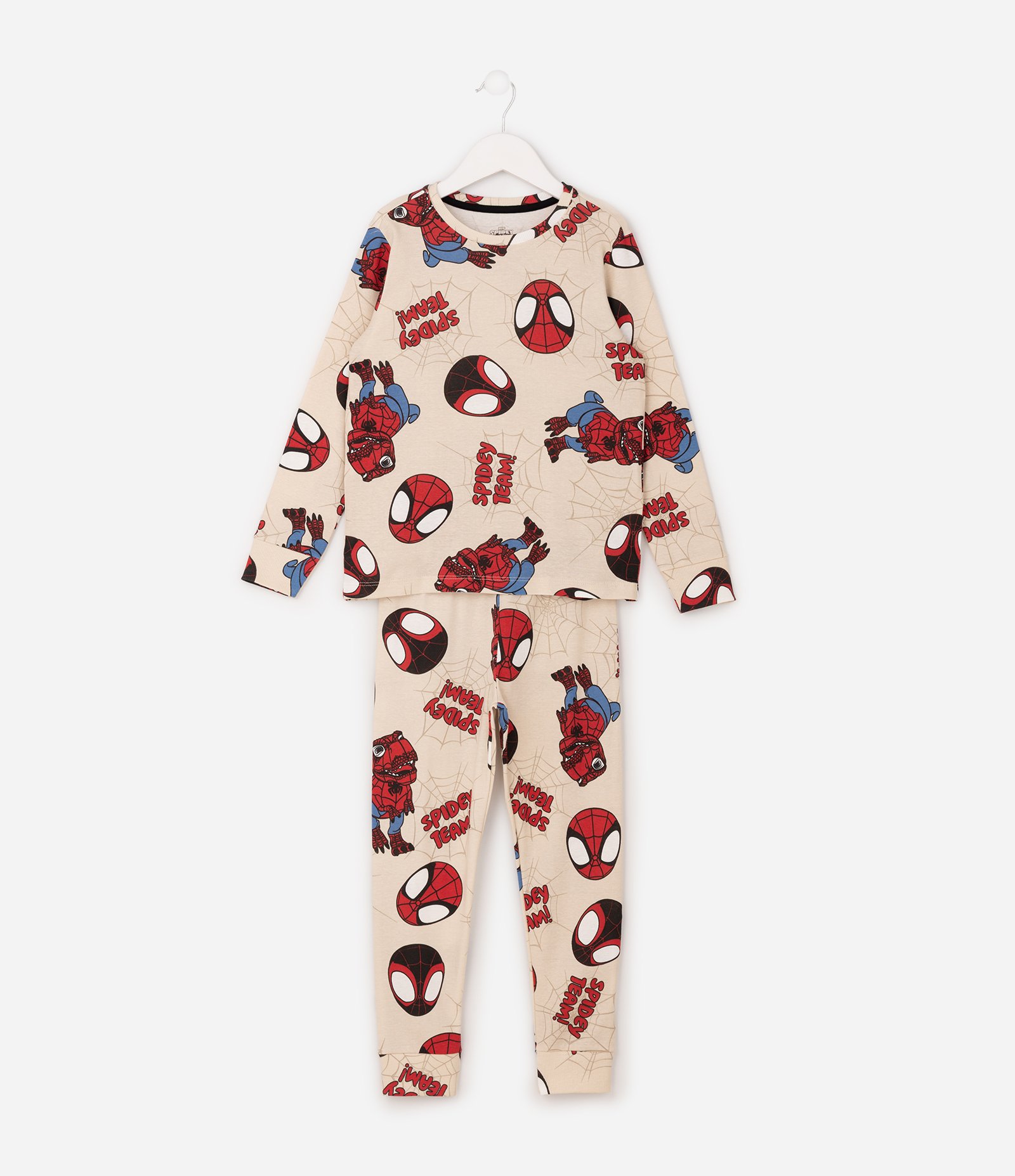 Pijama Infantil Em Algodão Estampa Homem-Aranha - Tam 2 a 8 Anos Bege 1