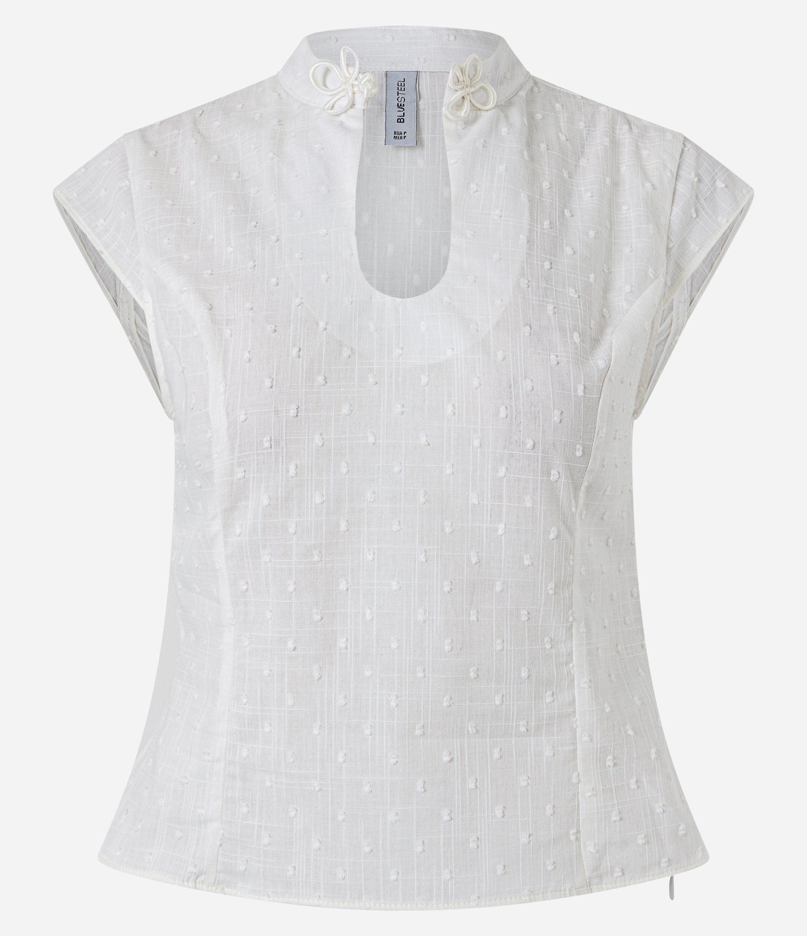 Blusa em Laise com Detalhes de Fechamento Oriental e Decote Gota Branco 5