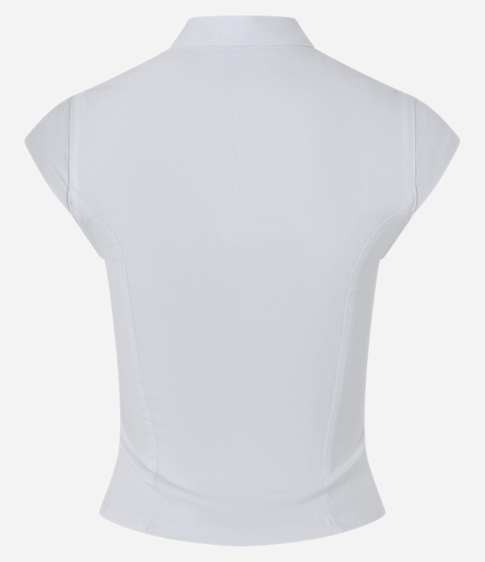 Blusa em Bengaline com Gola Mandarim e Recorte Contrastante Branco 6
