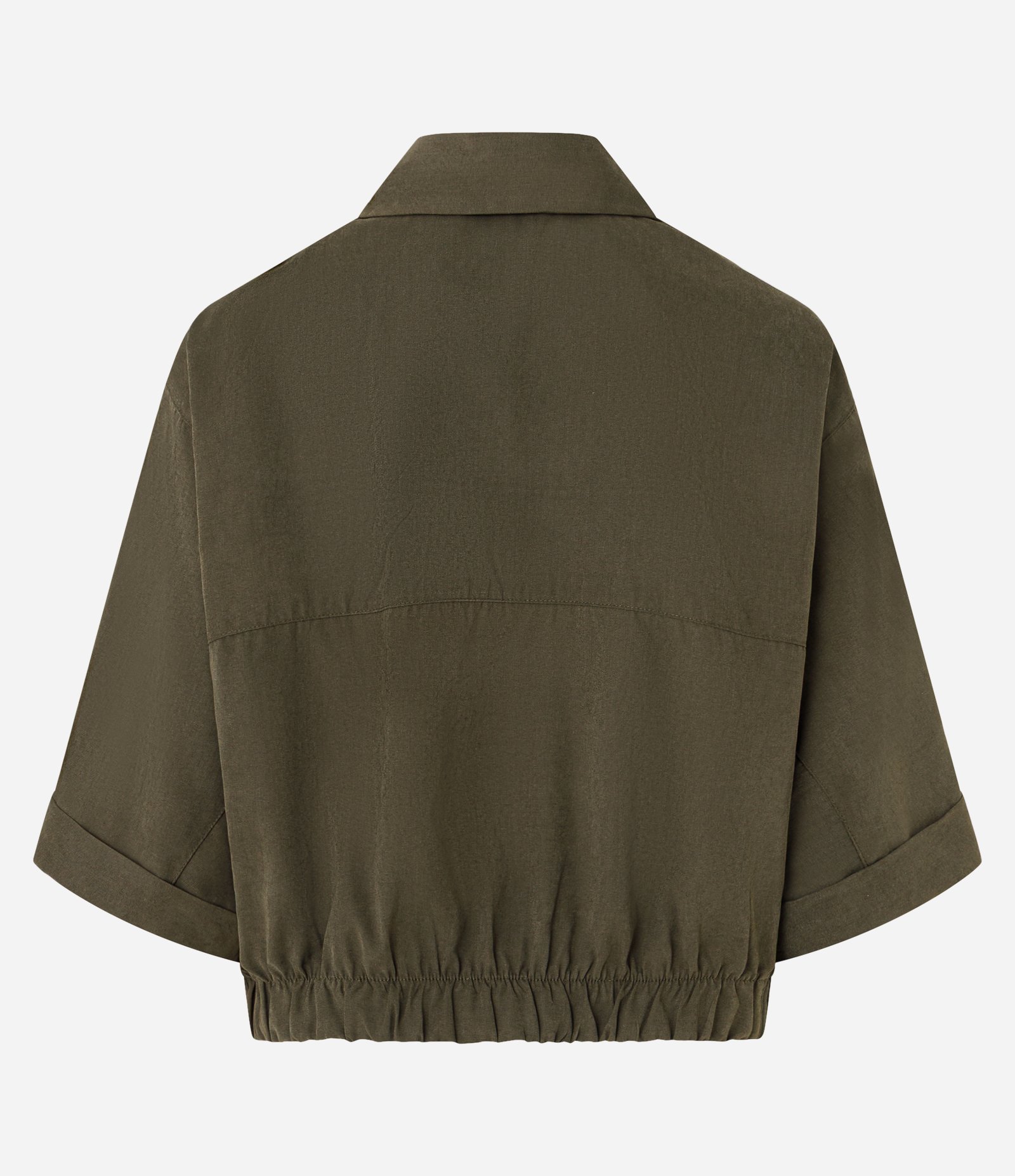 Camisa com Barra Ajustada e Mangas Dobradas Verde 2