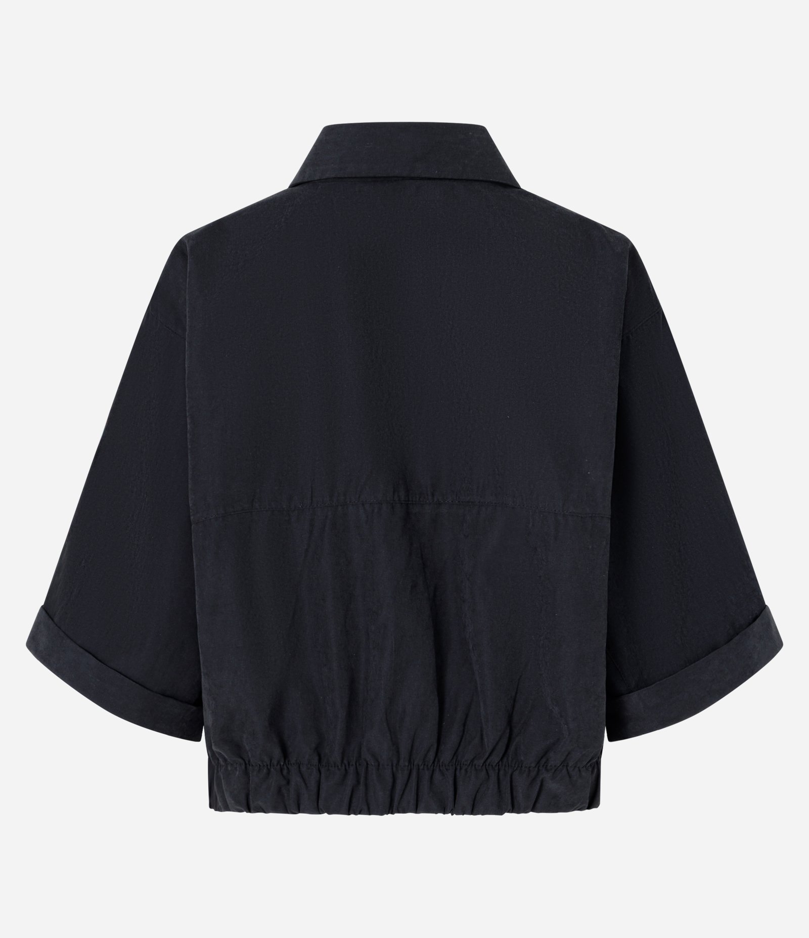 Camisa com Barra Ajustada e Mangas Dobradas Preto 2