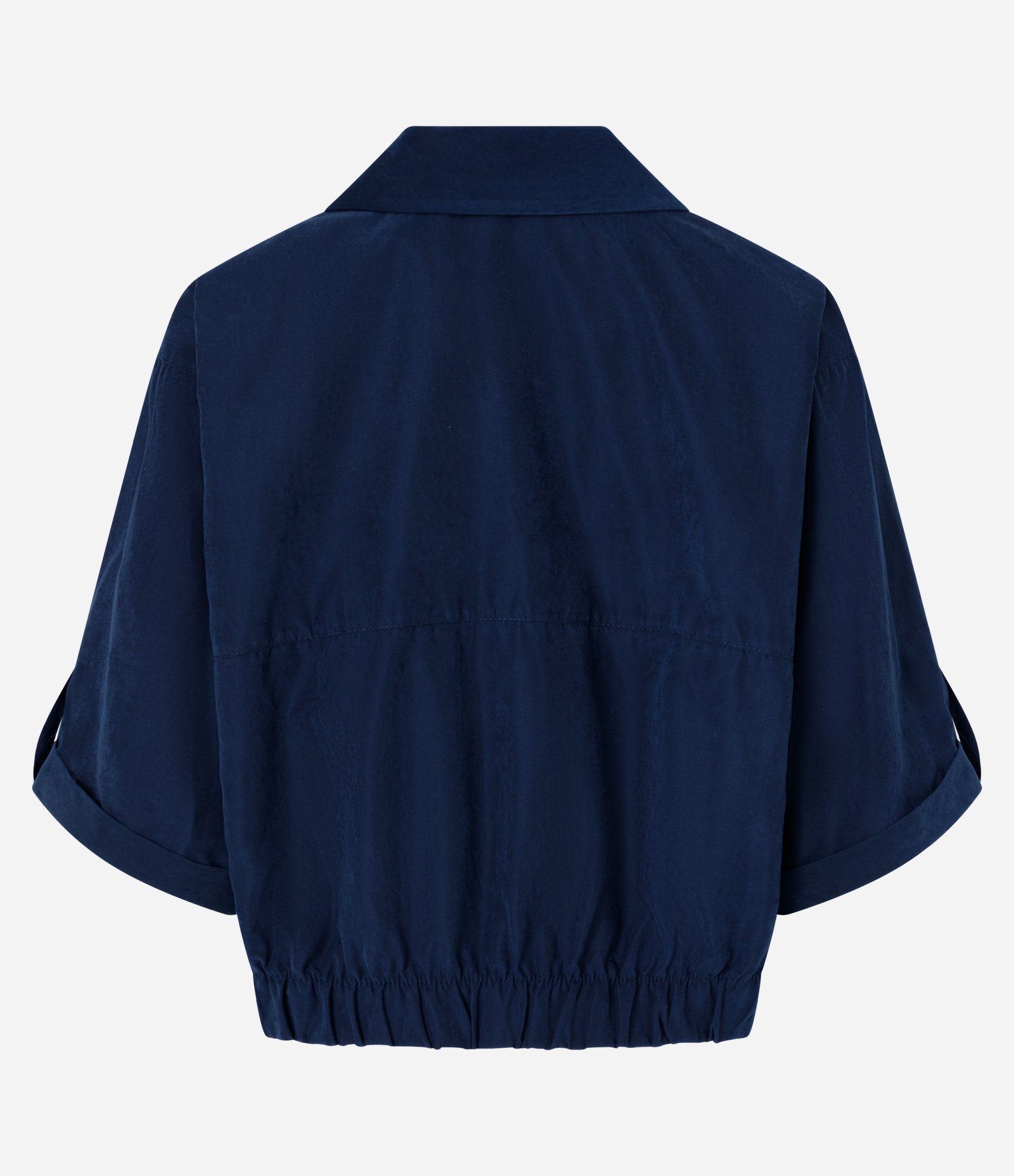 Camisa com Barra Ajustada e Mangas Dobradas Azul 4