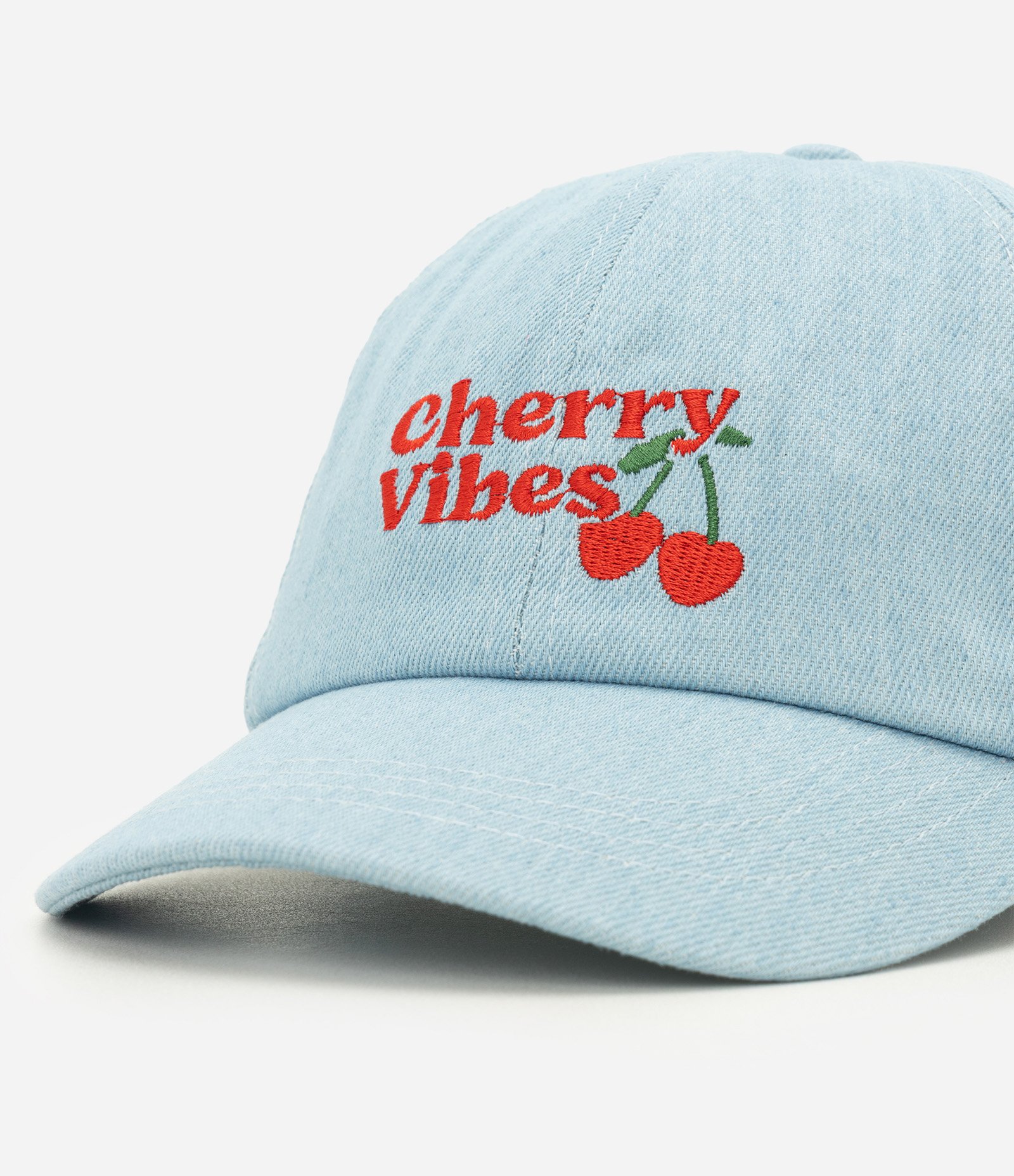 Boné Infantil Bordado Cherry Vibes com Cerejas - Tam Único Azul 4