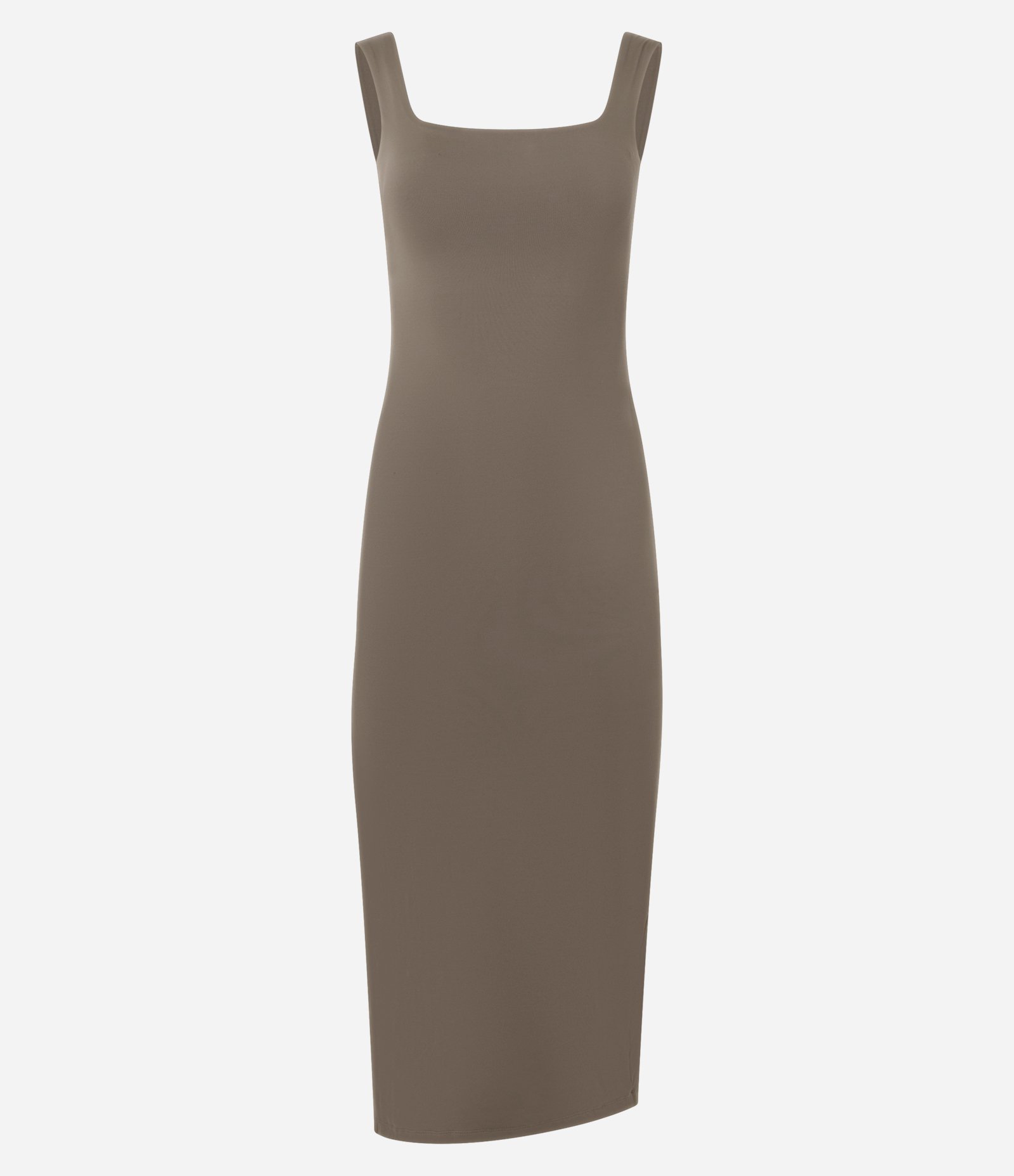 Vestido Long Midi em Poliamida com Decote nas Costas Marrom 1