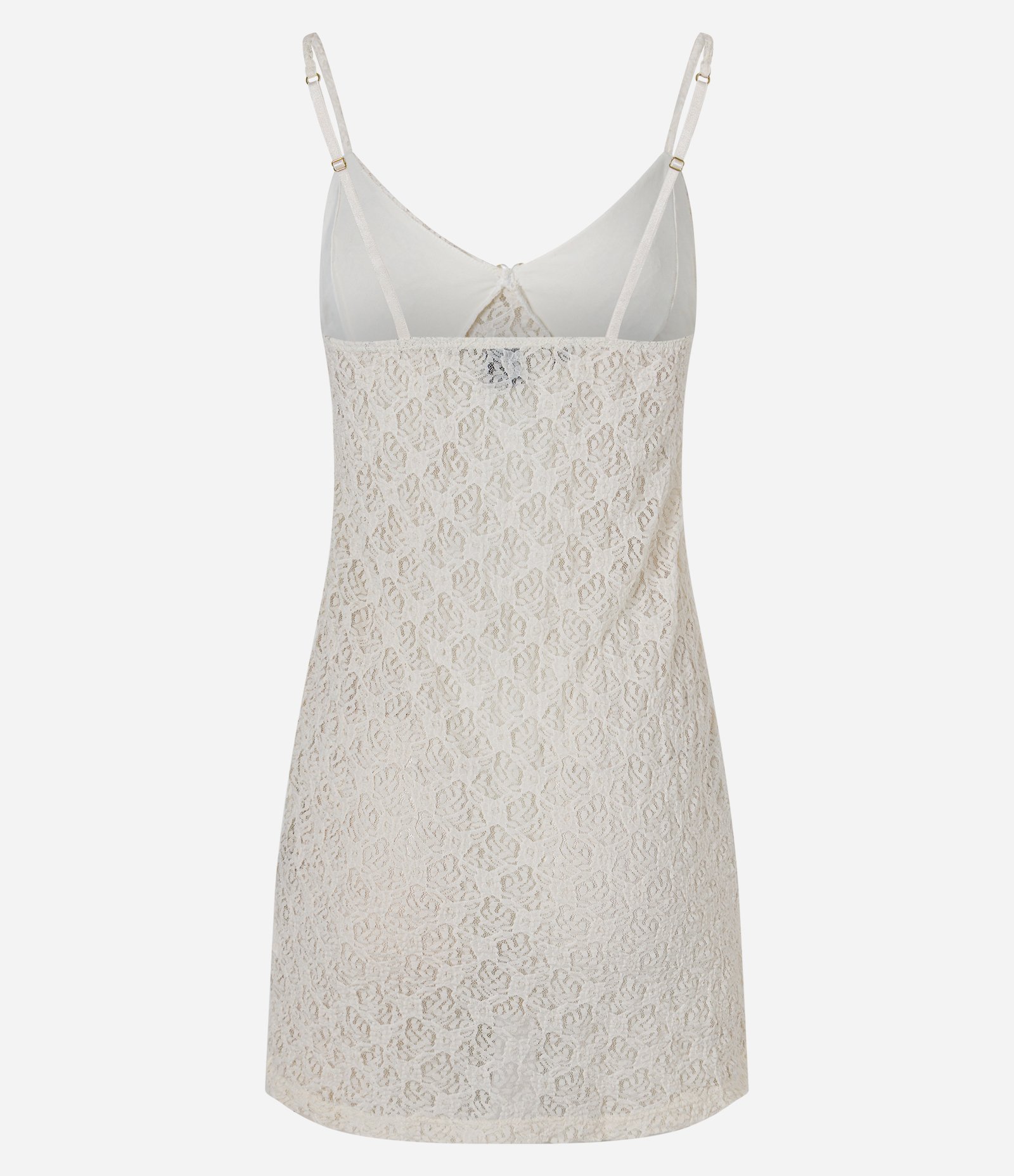 Camisola em Renda com Alças Finas e Fenda Lateral Branco 6