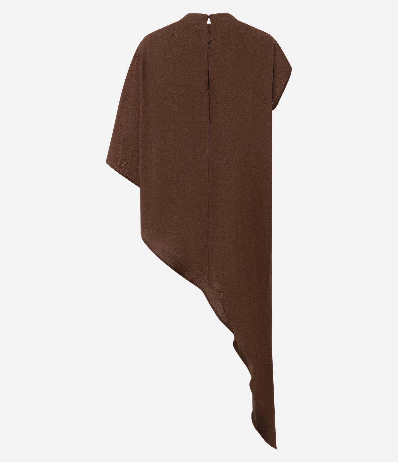 Blusa Over em Viscose com Gola Halter e Barra Assimétrica Marrom Escuro 2