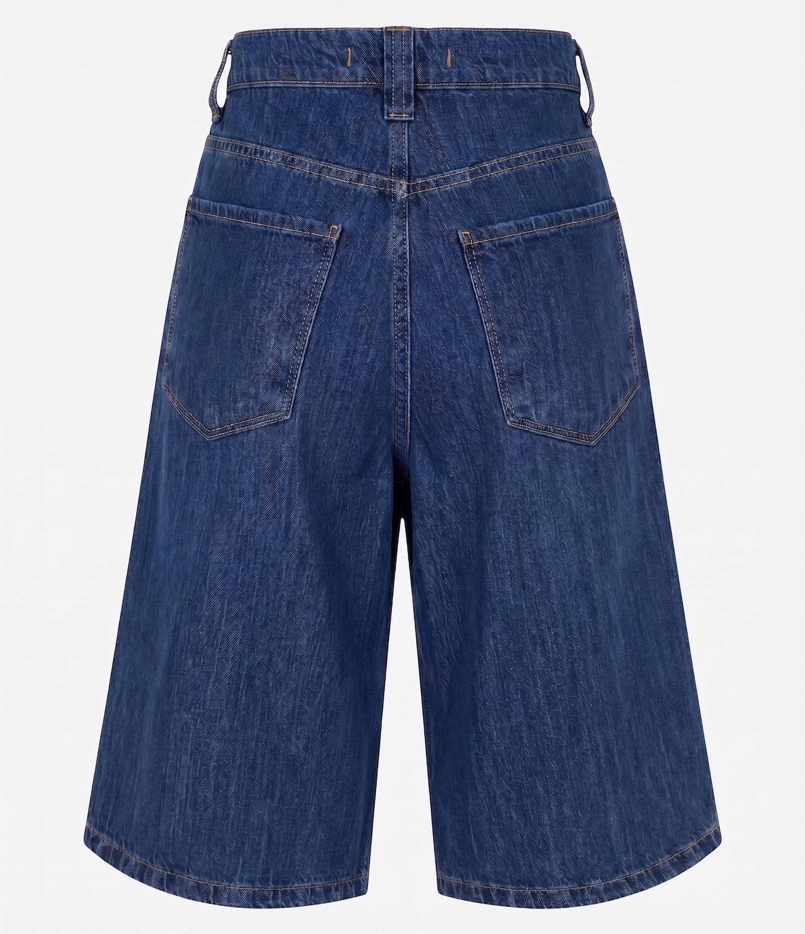 Bermuda Long em Jeans com Cintura Alta e Bolsos Azul Médio 6