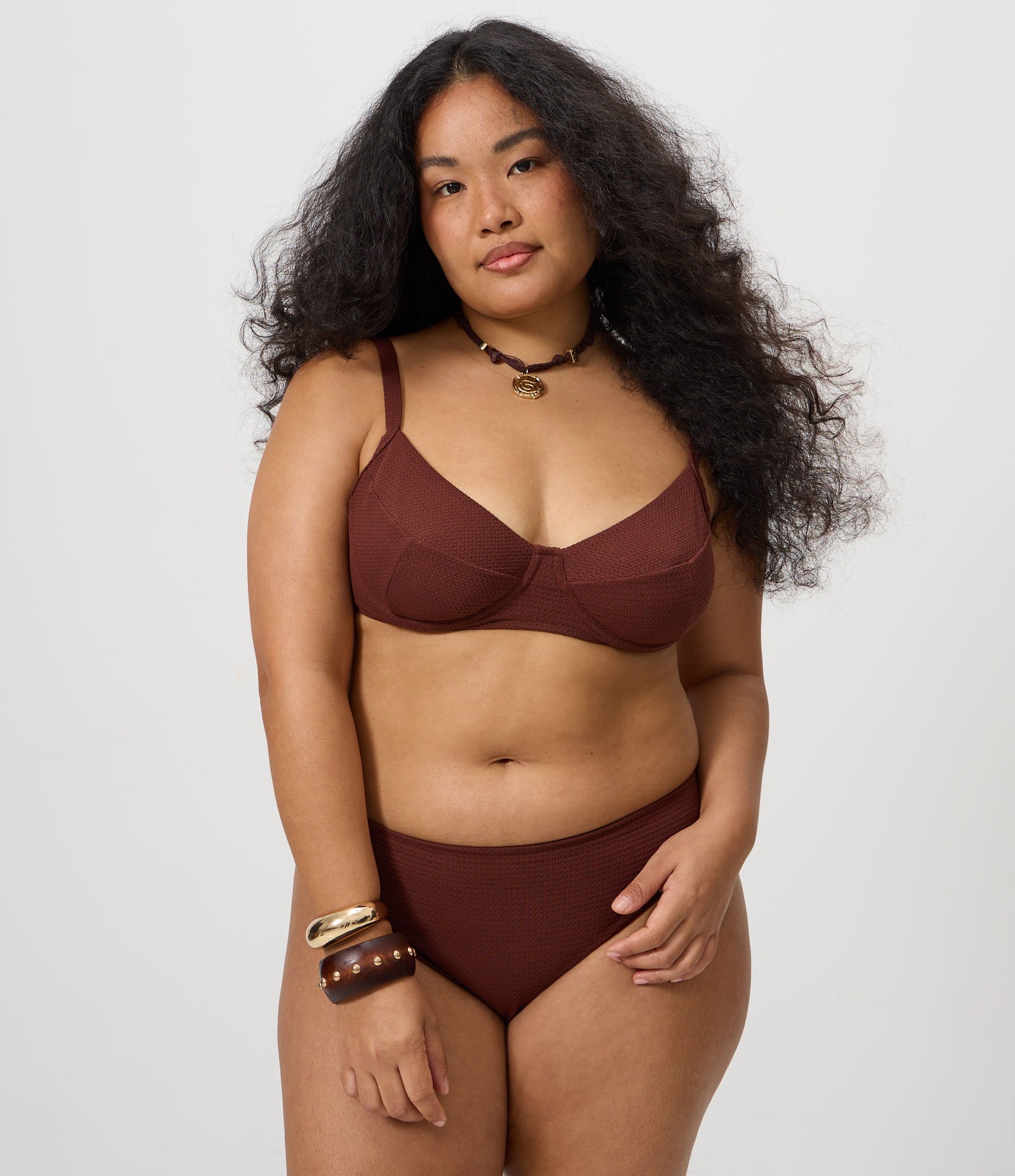 Biquíni Calcinha Texturizado com Fio Duplo Curve & Plus Size Marrom 1