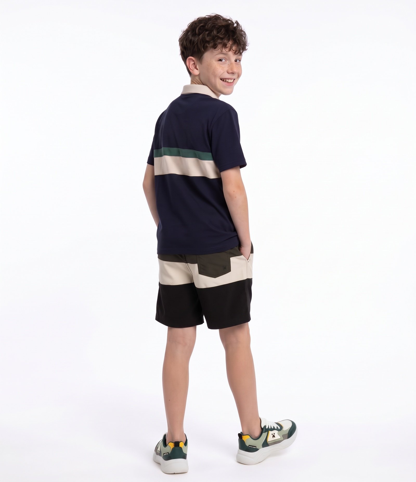 Polo Infantil com Estampa Minecraft - Tam 5 a 14 Anos Azul 3