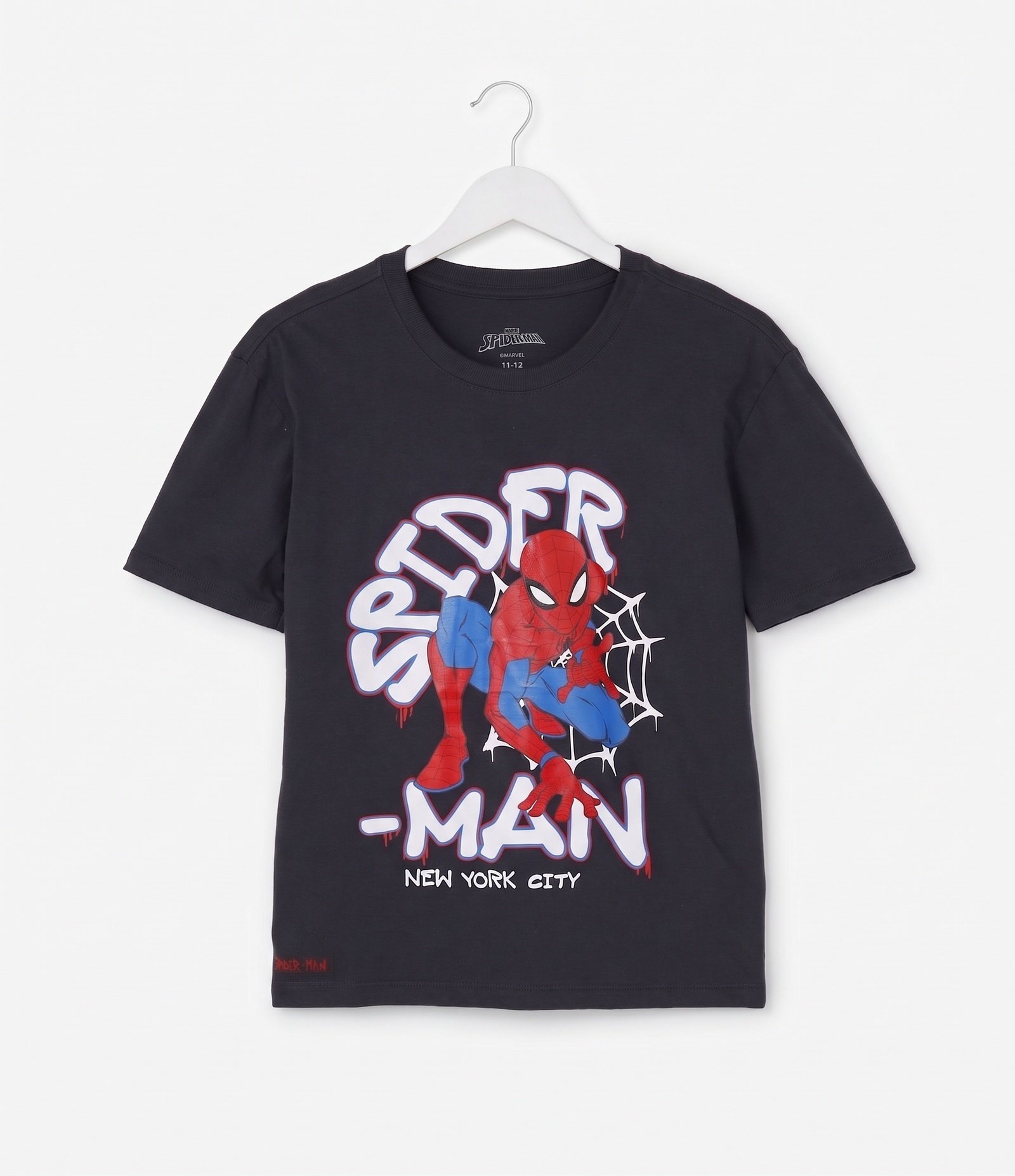 Camiseta Infantil com Lettering Spider-Man - Tam 4 a 12 Anos Cinza 1