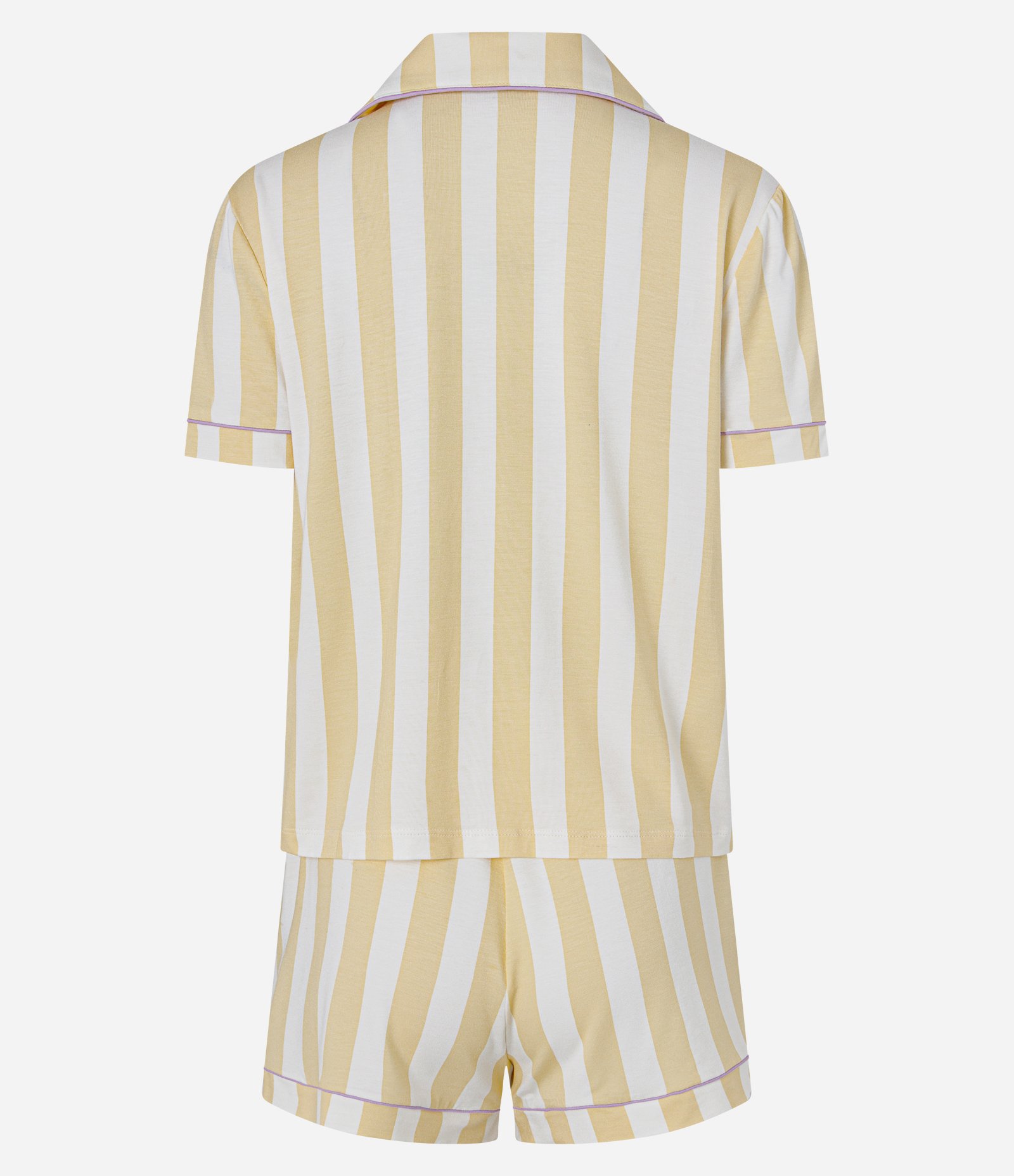 Pijama Curto Americano em Viscolycra com Estampa Listrada Amarelo 2