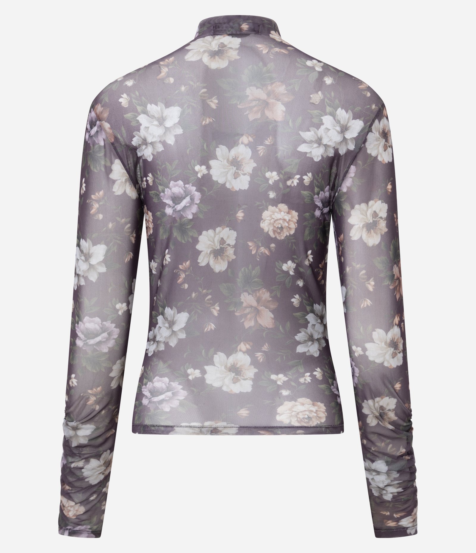 Blusa em Tule Floral com Transparência e Franzido nos Punhos Preto 7