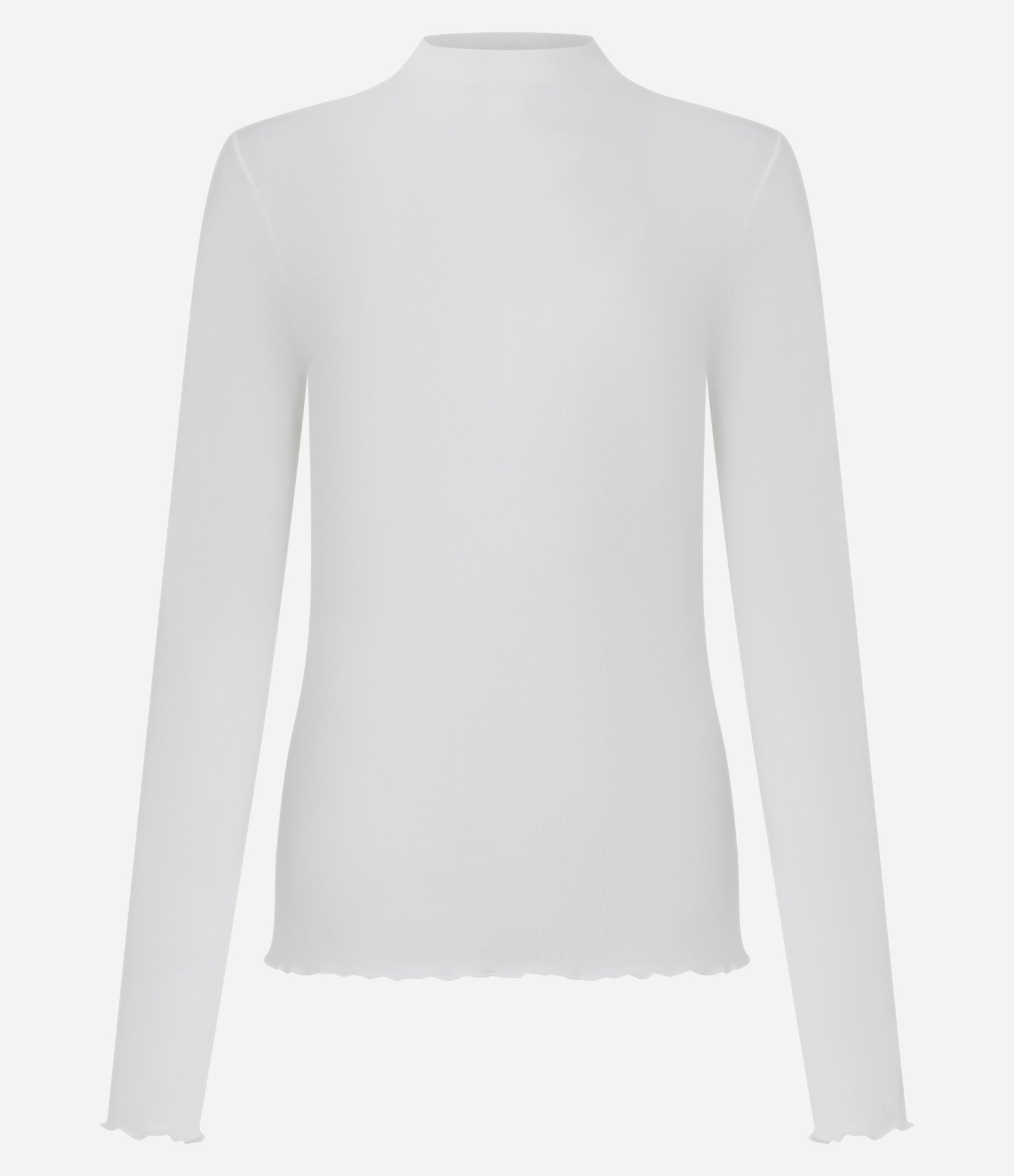 Blusa em Viscoelastano com Gola Alta e Transparência Branco 1