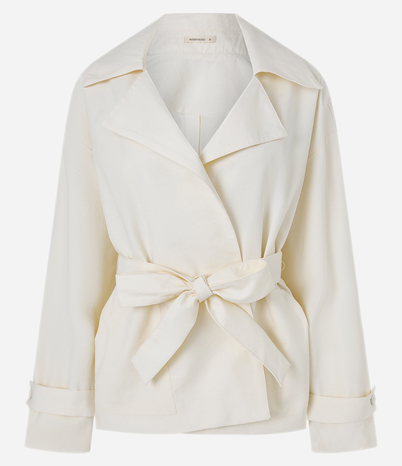 Jaqueta Leve com Gola Blazer e Faixa para Amarração Branco 5