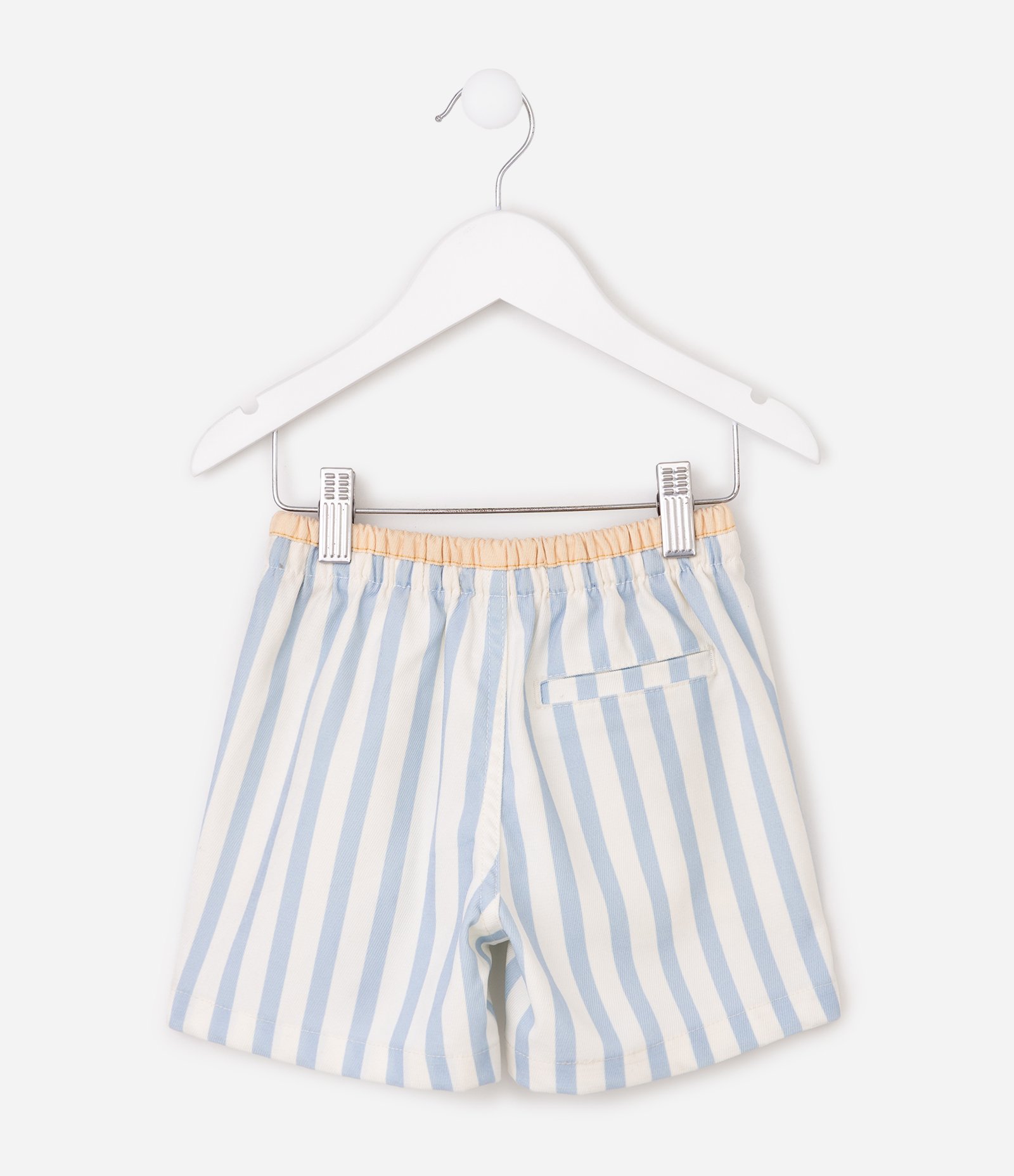 Bermuda Infantil com Cós Contrastante e Listras - Tam 1 a 6 Anos Branco/Azul 4